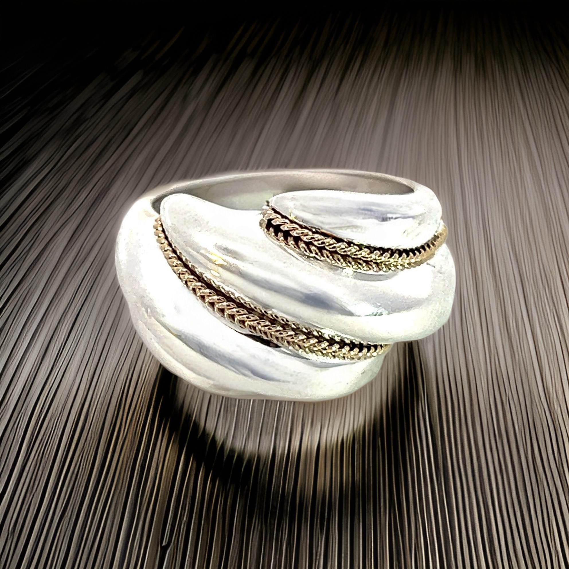 Tiffany & Co Estate Shrimp Ring Taille 5,25 Or 14k + Argent Sterling en vente 1