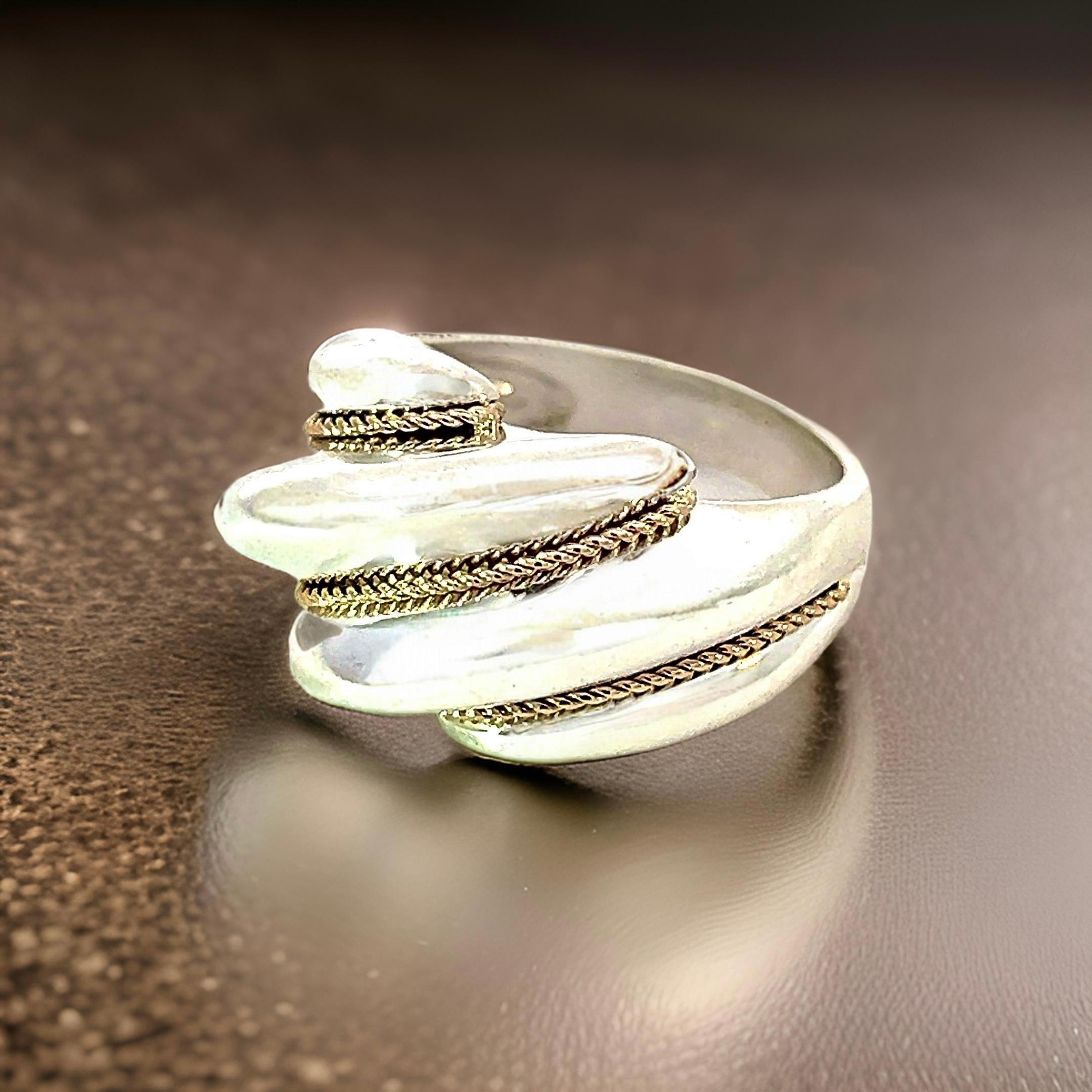 Tiffany & Co Estate Shrimp Ring Taille 5,25 Or 14k + Argent Sterling en vente 2