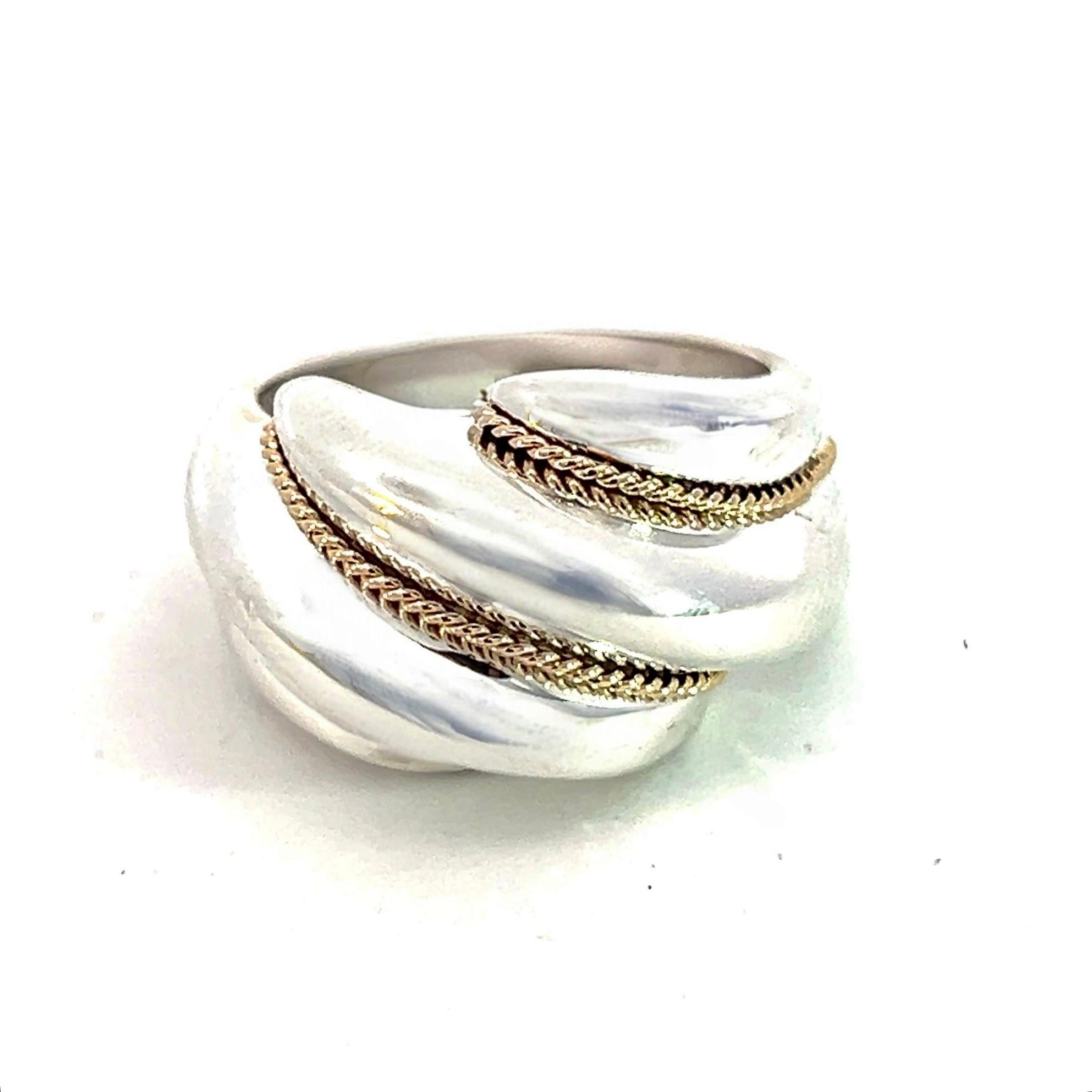 Anillo de camarones Tiffany & Co Estate Talla 6 Oro de 14k + Plata de ley en venta 4