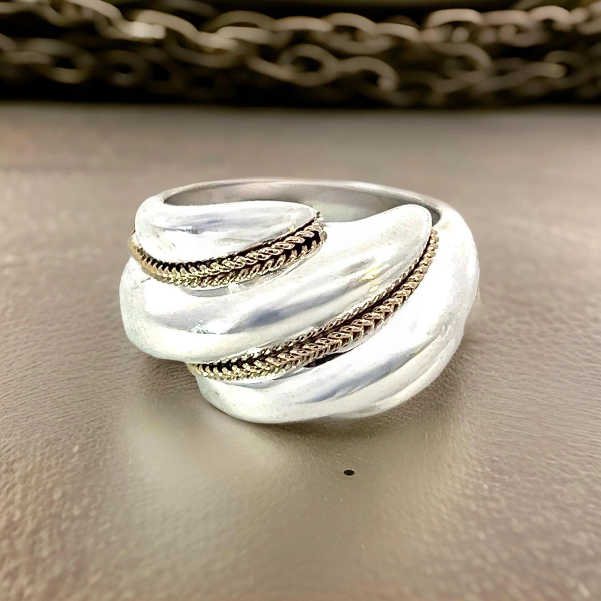Tiffany & Co Estate Shrimp Ring Size 7 14k Gold + Sterling Silver 2