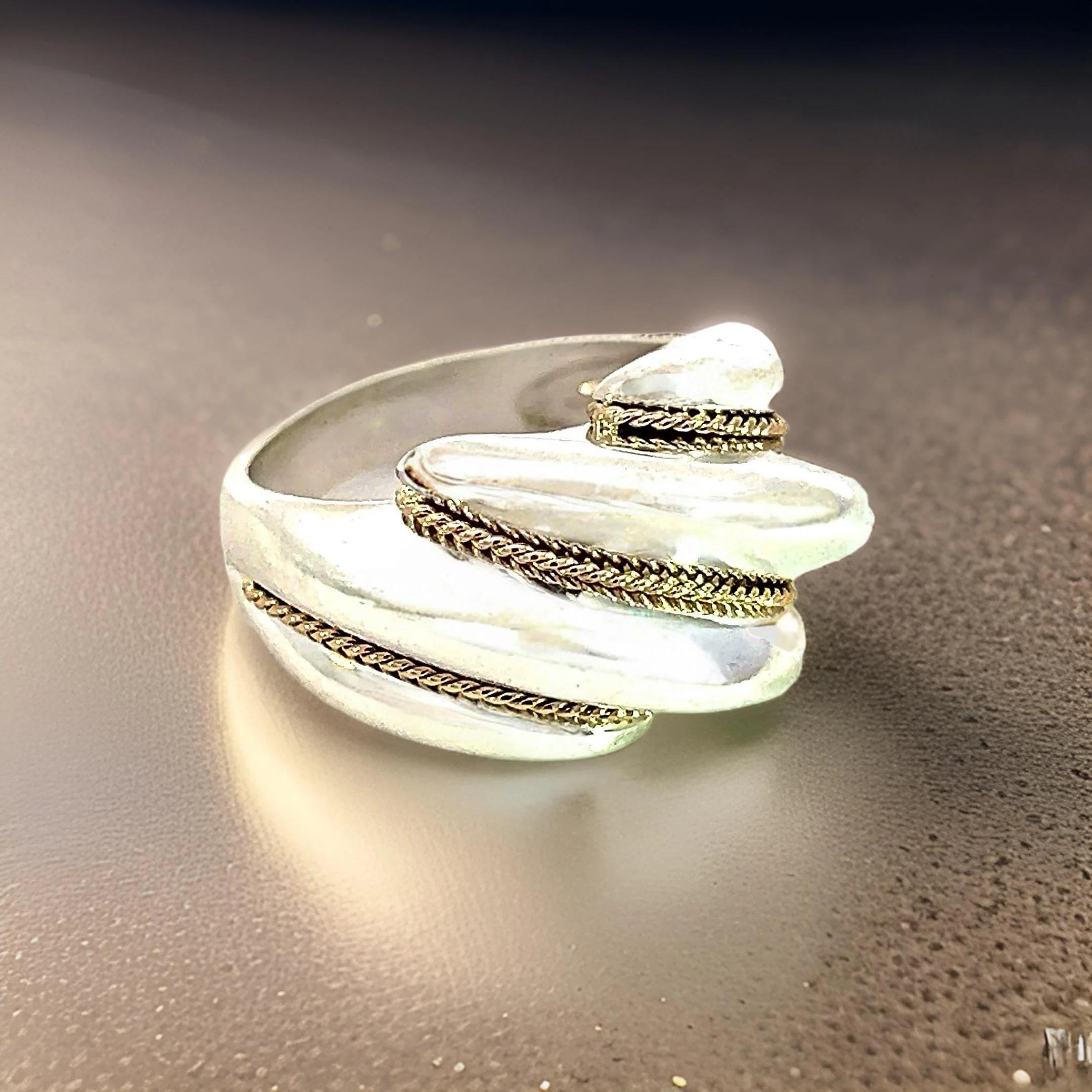 Tiffany & Co Estate Shrimp Ring Size 7 14k Gold + Sterling Silver 4