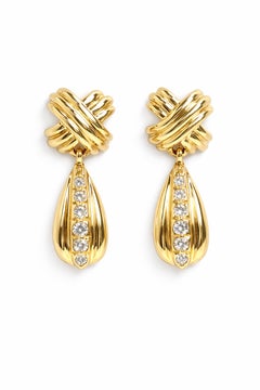 Tiffany & Co. Estate Signature X Diamond Drop Earrings