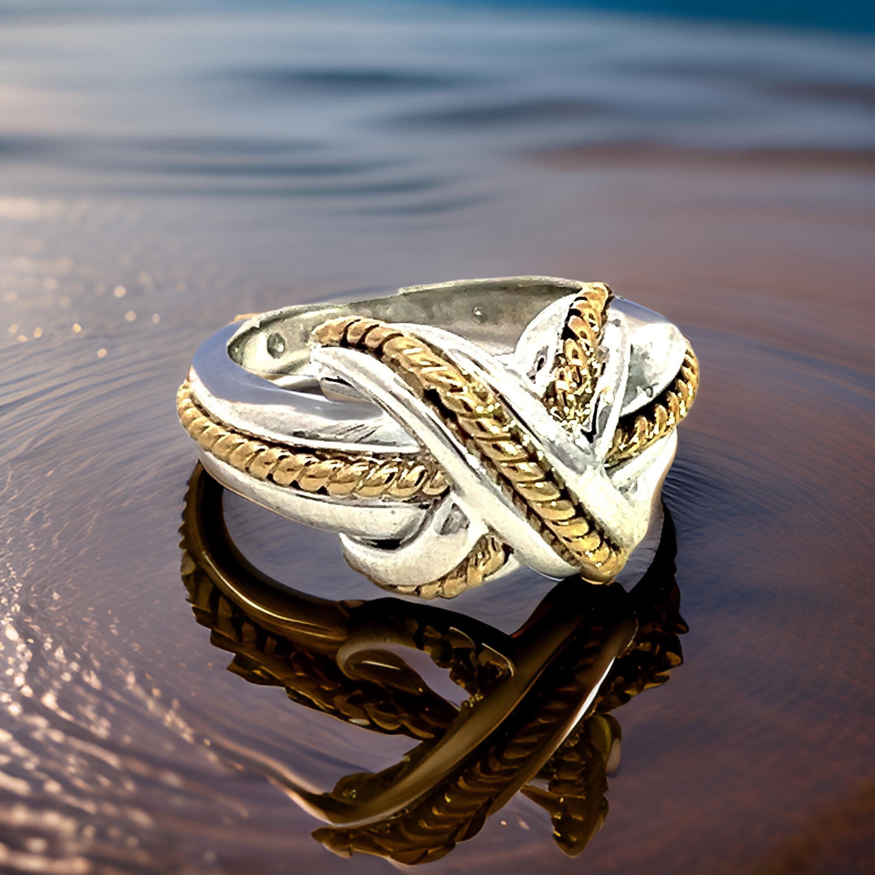 Tiffany & Co Estate Signature X Ring Size 4 Sterling Silver 18k Gold 1