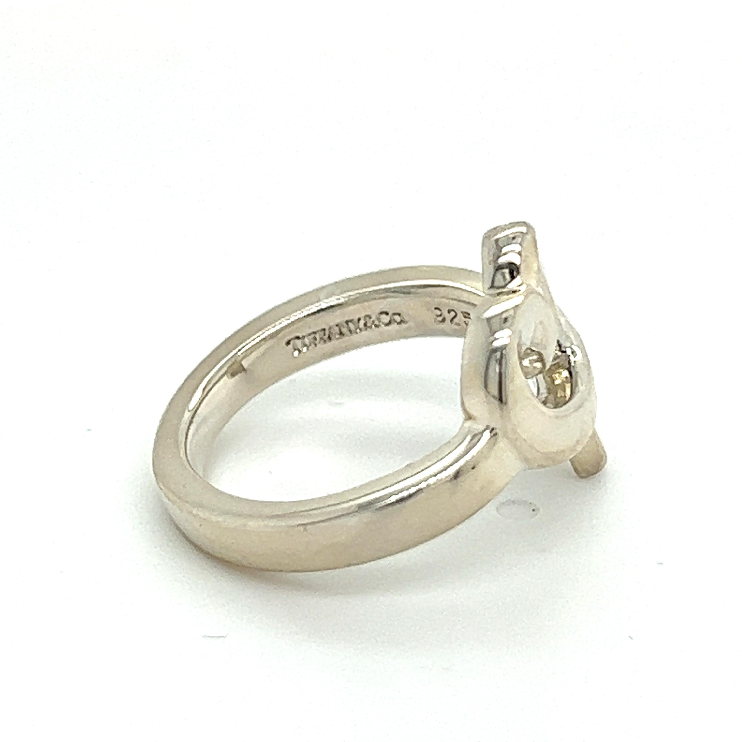 Tiffany & Co Estate Single Loving Heart Ring 6.75 Silver  For Sale 1