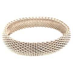 Tiffany & Co Estate Somerset Bangle Bracelet 7.5" Sterling Silver 15 mm