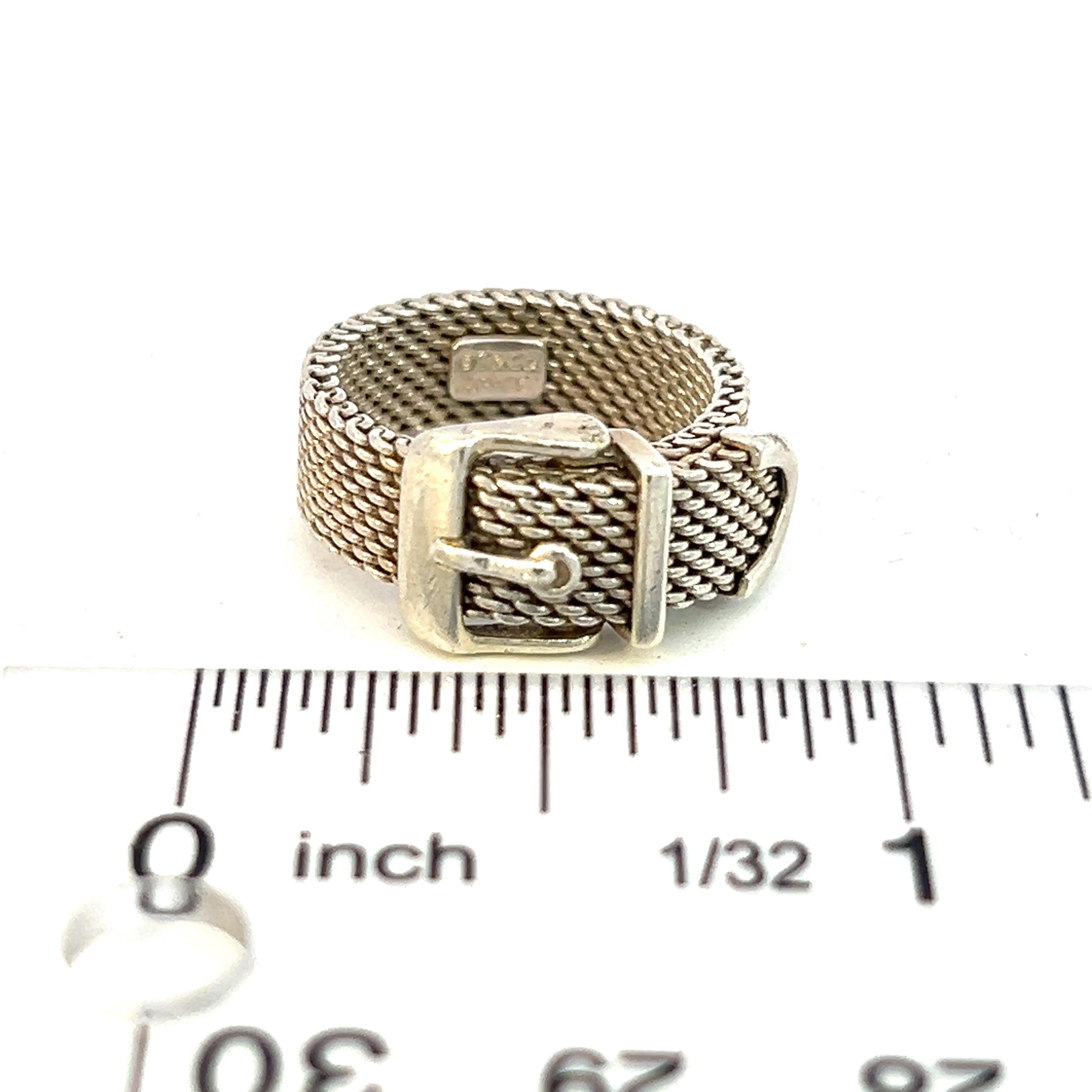 Tiffany & Co Estate Somerset Buckle Ring Size 3.75 Sterling Silver For Sale 2