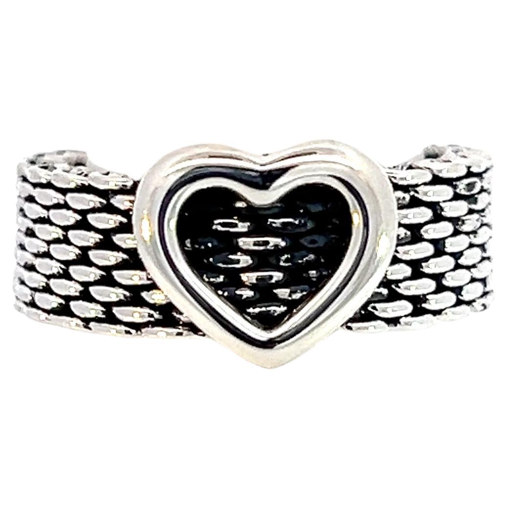 Tiffany & Co Estate Somerset Heart Ring 5.5 Silver 6.30 mm For Sale