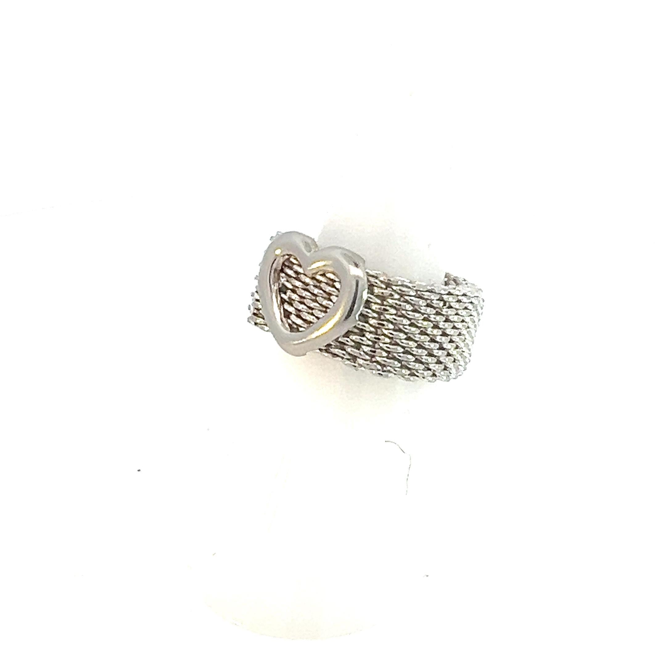 Tiffany & Co Estate Somerset Heart Ring 7 Argent 9,60 mm en vente 1