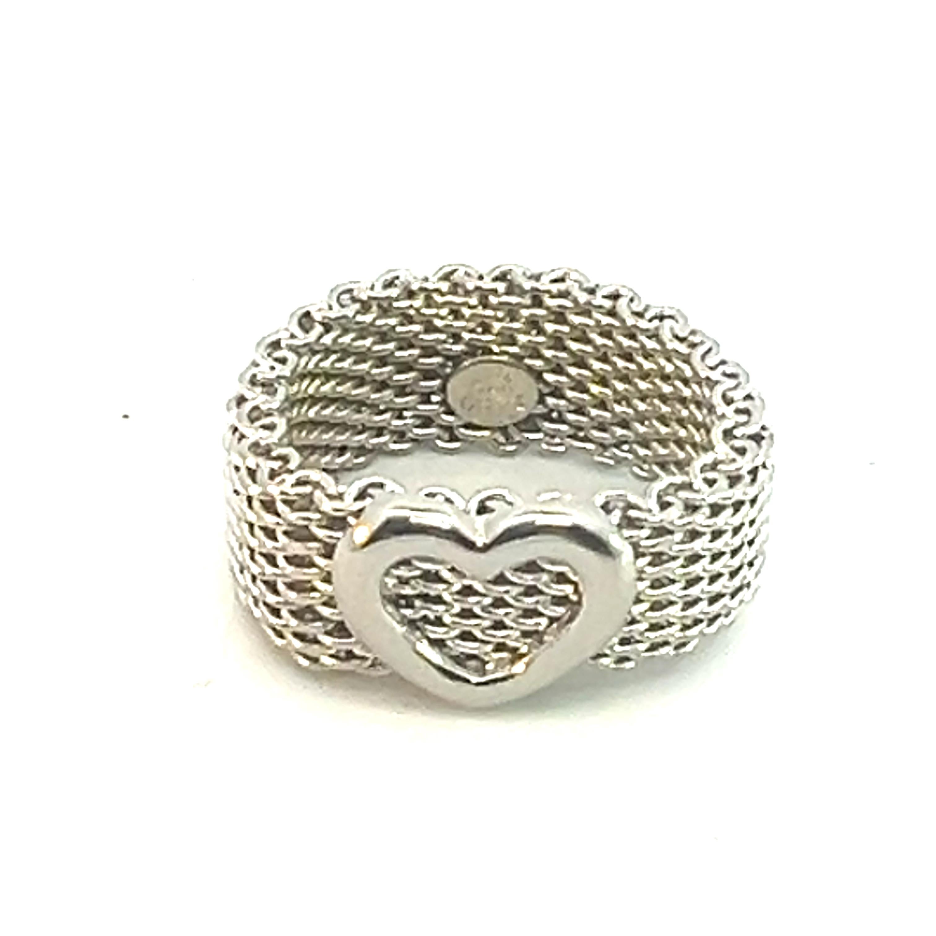 Tiffany & Co Estate Somerset Heart Ring 7 Silver 9.60 mm For Sale 2