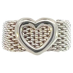 Retro Tiffany & Co Estate Somerset Heart Ring 7 Silver 9.60 mm