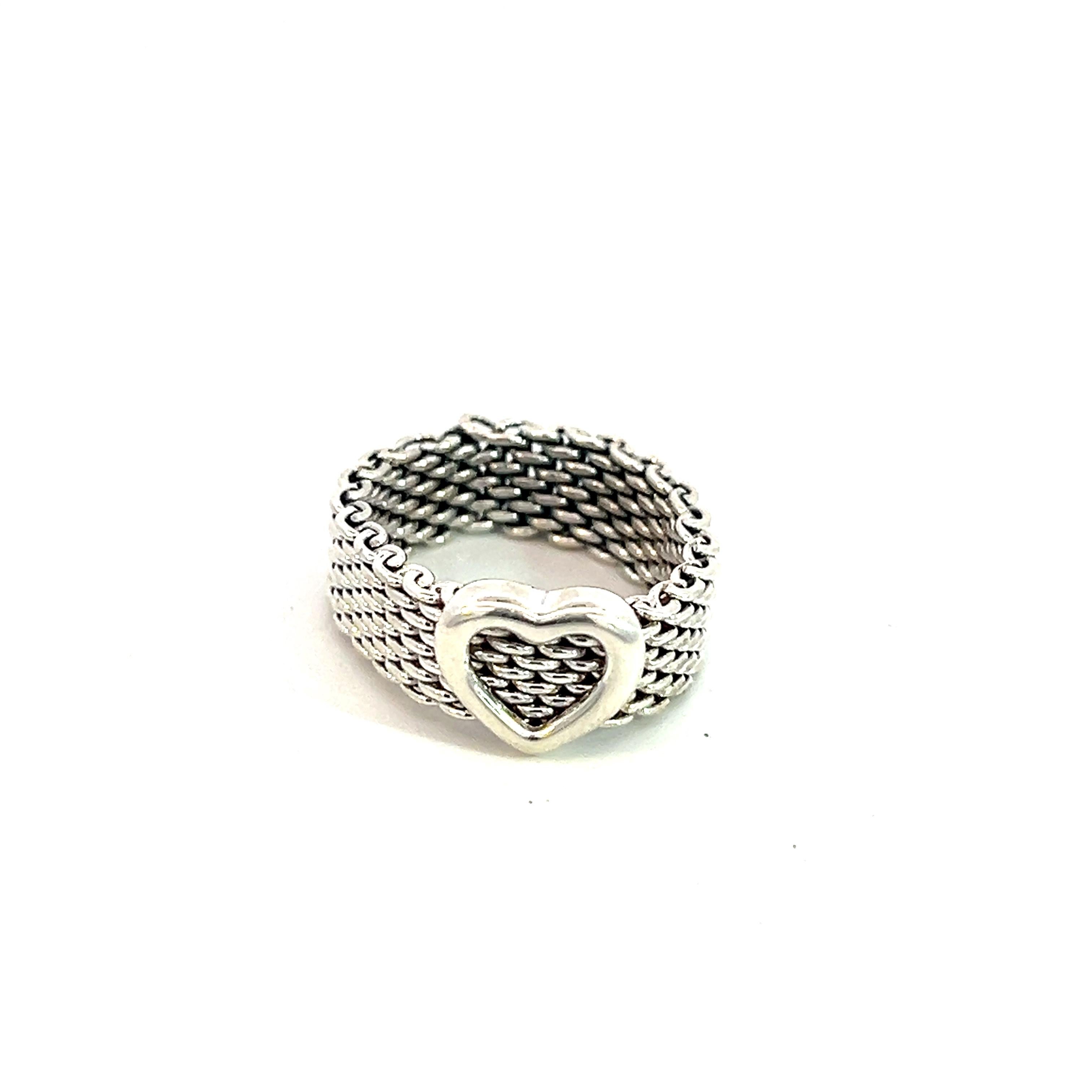 Tiffany & Co Estate Somerset Anillo Corazón Tamaño 5,5 Plata de ley 6,5 mm en venta 6