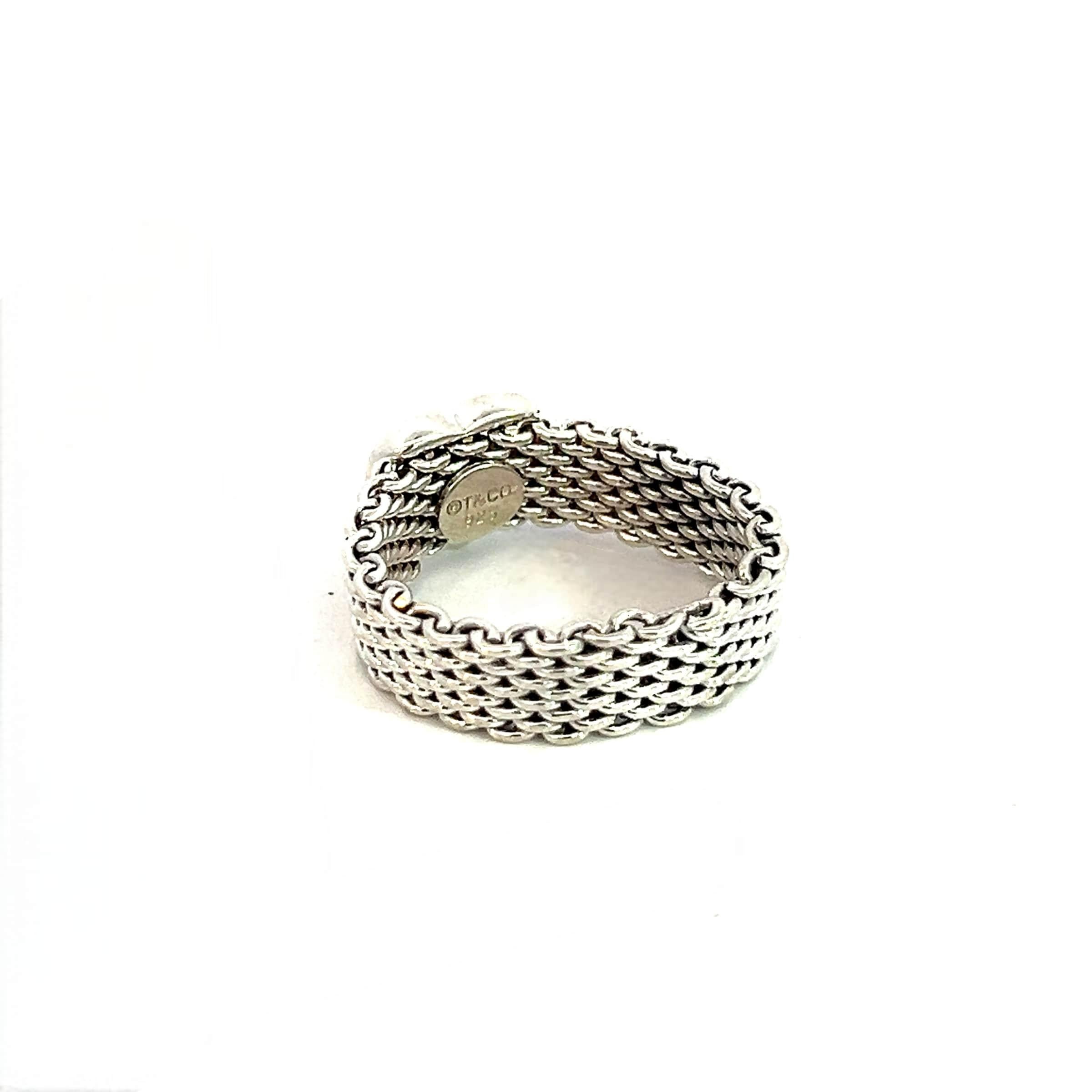 Tiffany & Co Estate Somerset Heart Ring Size 5.5 Sterling Silver 6.5 mm In Good Condition For Sale In Brooklyn, NY
