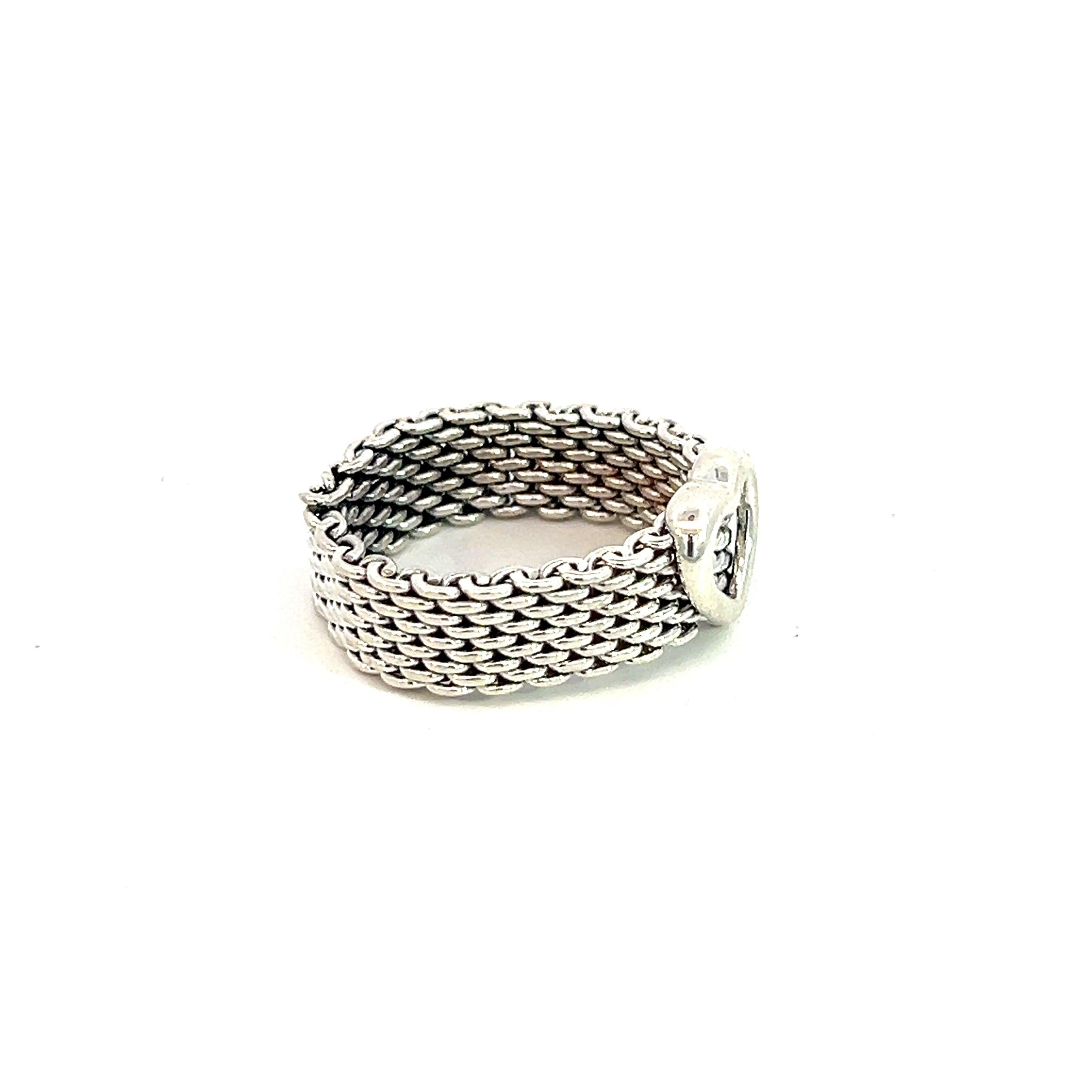 Tiffany & Co Estate Somerset Heart Ring Size 5.5 Sterling Silver 6.5 mm For Sale 1