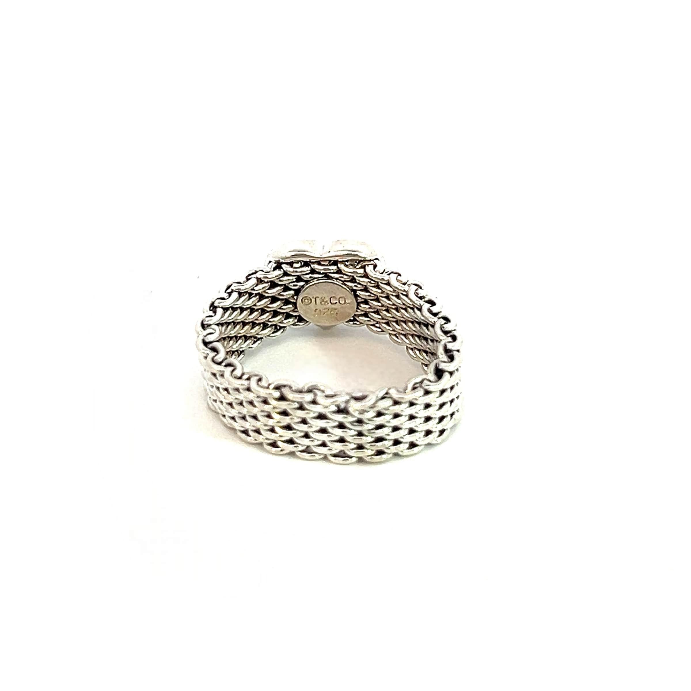 Tiffany & Co Estate Somerset Heart Ring Size 5.5 Sterling Silver 6.5 mm For Sale 3