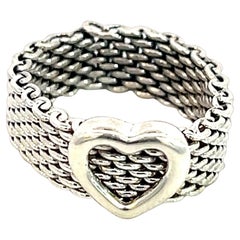 Nachlass Somerset Herzring von Tiffany & Co, Größe 5,5, Sterlingsilber 6,5 mm
