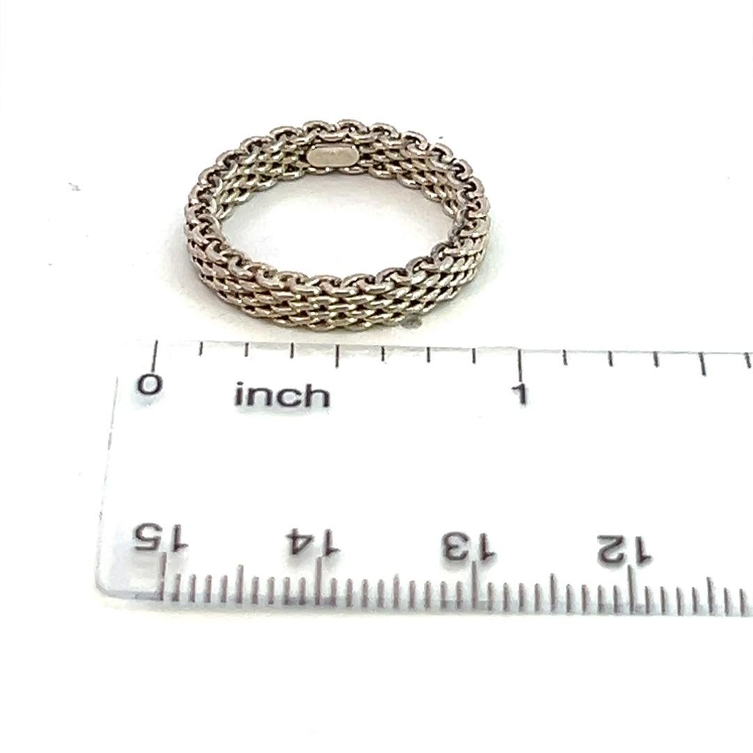 Tiffany & Co Estate Somerset Mesh Ring 6 Sterling Silver 3.7 mm In Good Condition In Brooklyn, NY