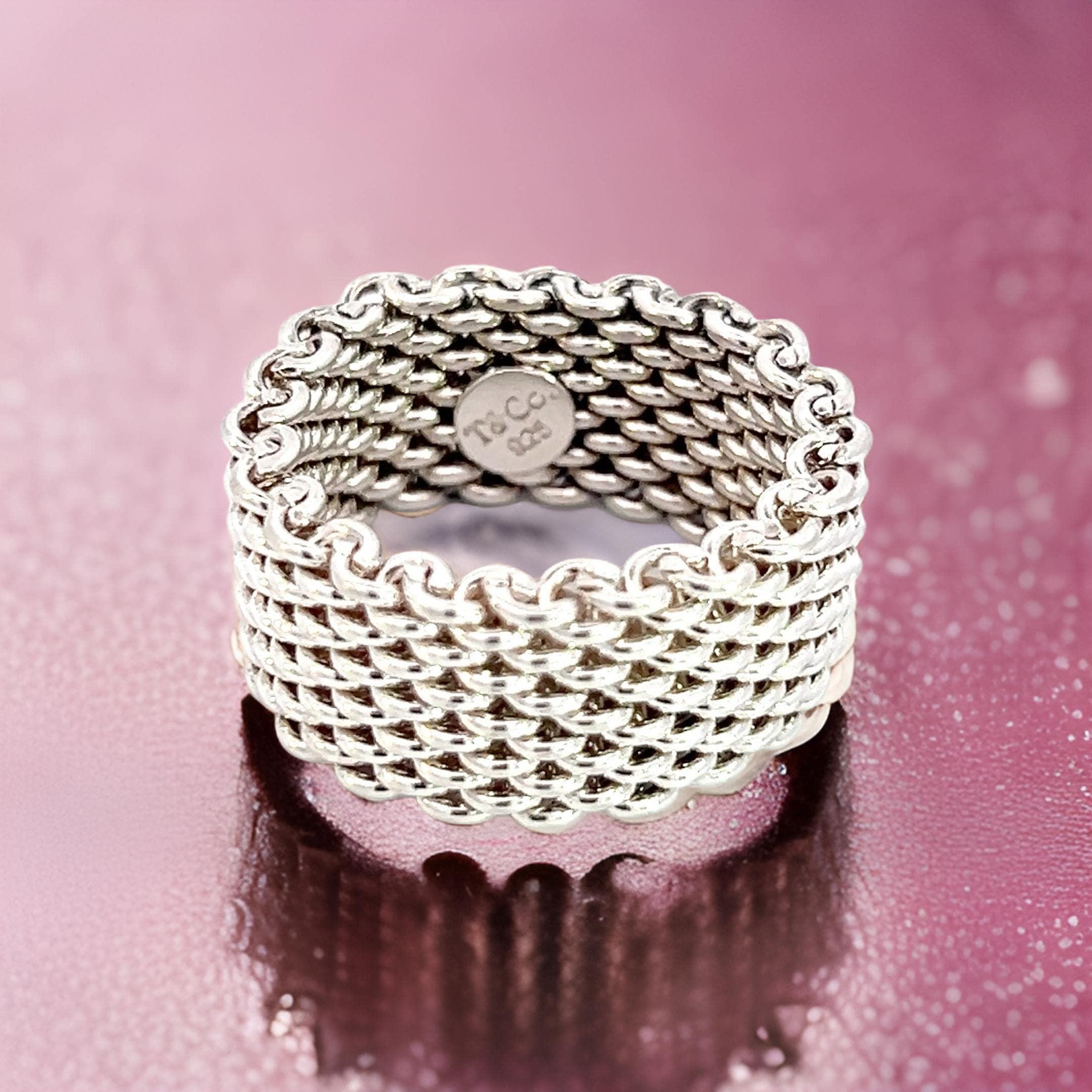 Tiffany & Co Estate Somerset Ring 5 Sterling Silver 10 mm In Good Condition For Sale In Brooklyn, NY