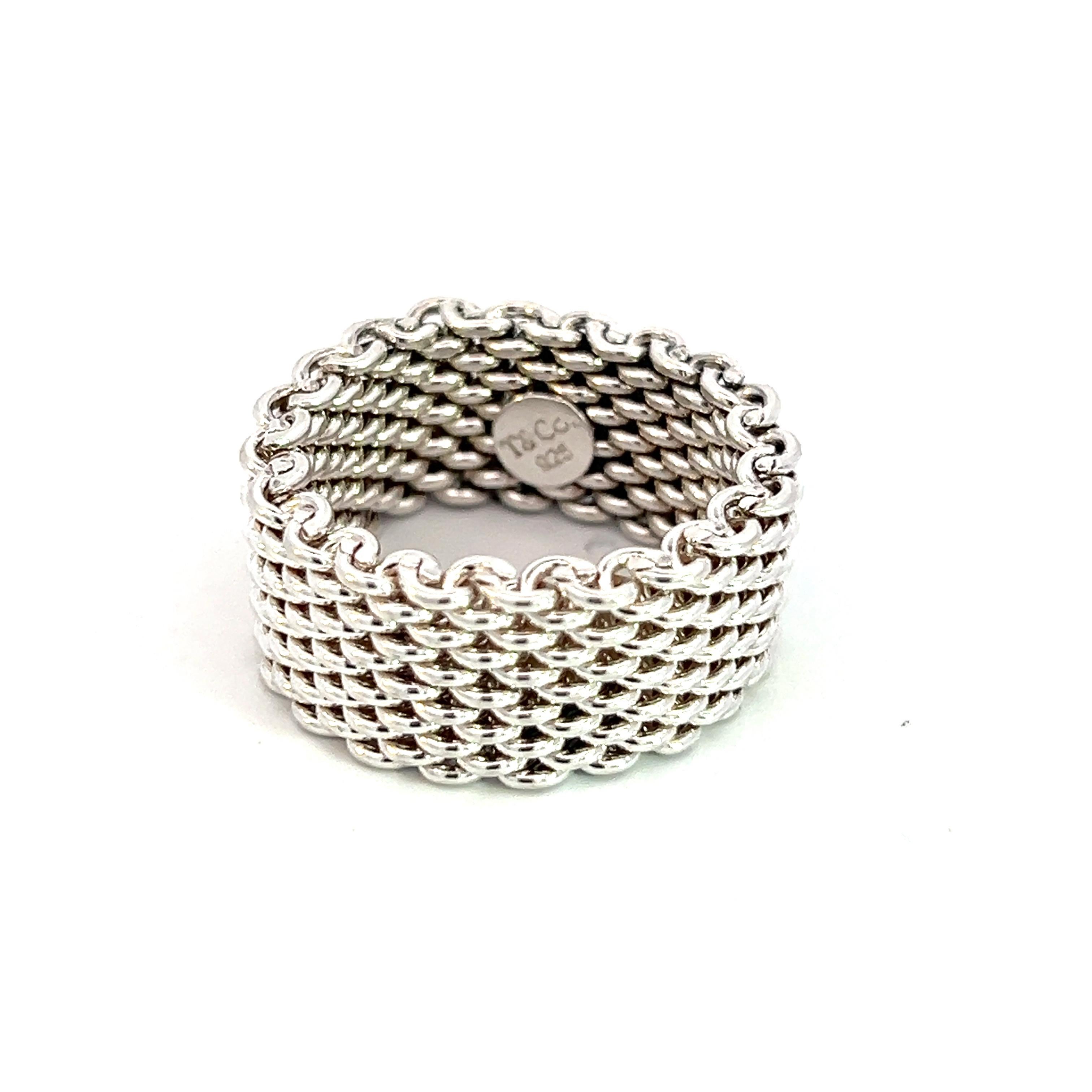 Tiffany & Co Estate Somerset Ring 5 Sterling Silver 10 mm For Sale 1