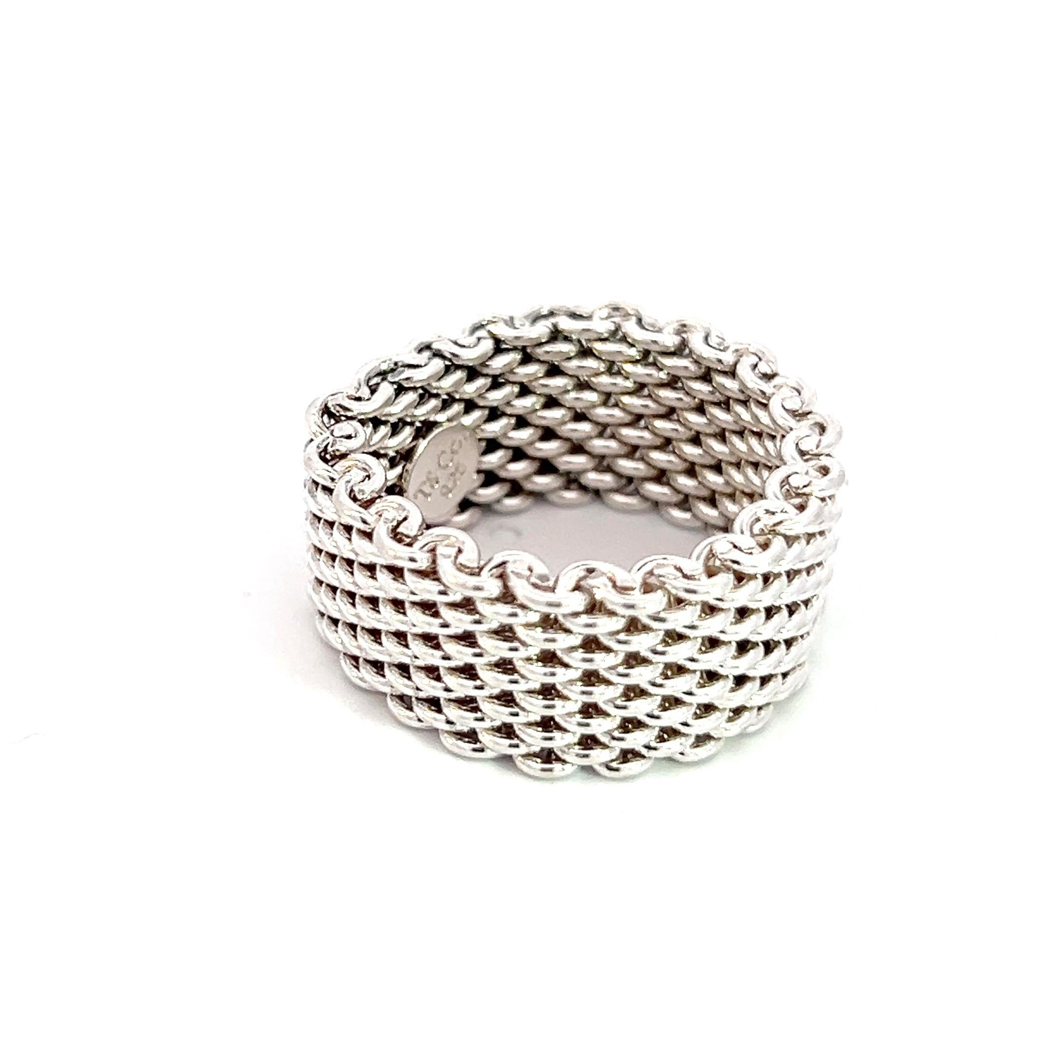 Tiffany & Co Estate Somerset Ring 5 Sterling Silver 10 mm For Sale 2