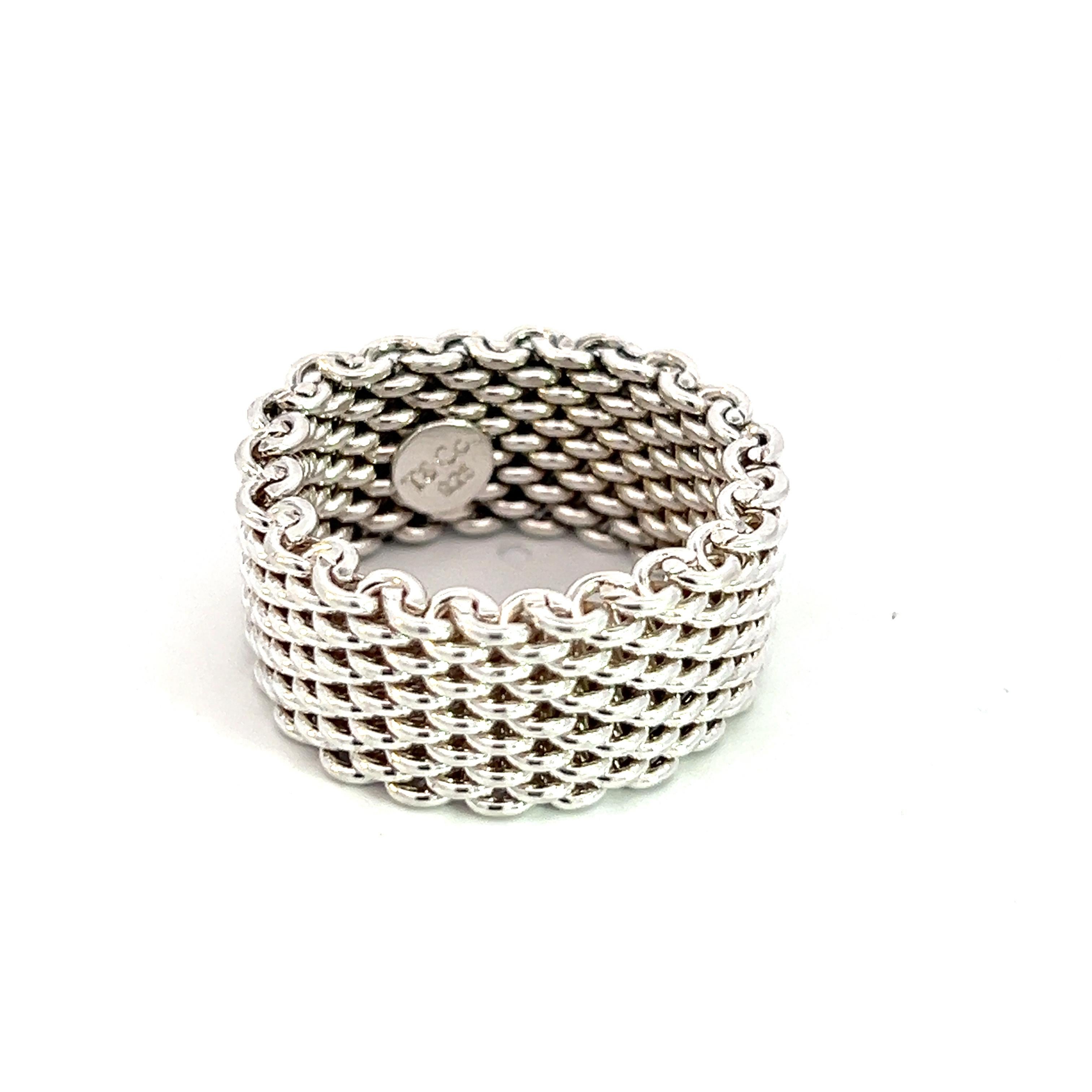 Tiffany & Co Estate Somerset Ring 5 Sterling Silver 10 mm For Sale 3