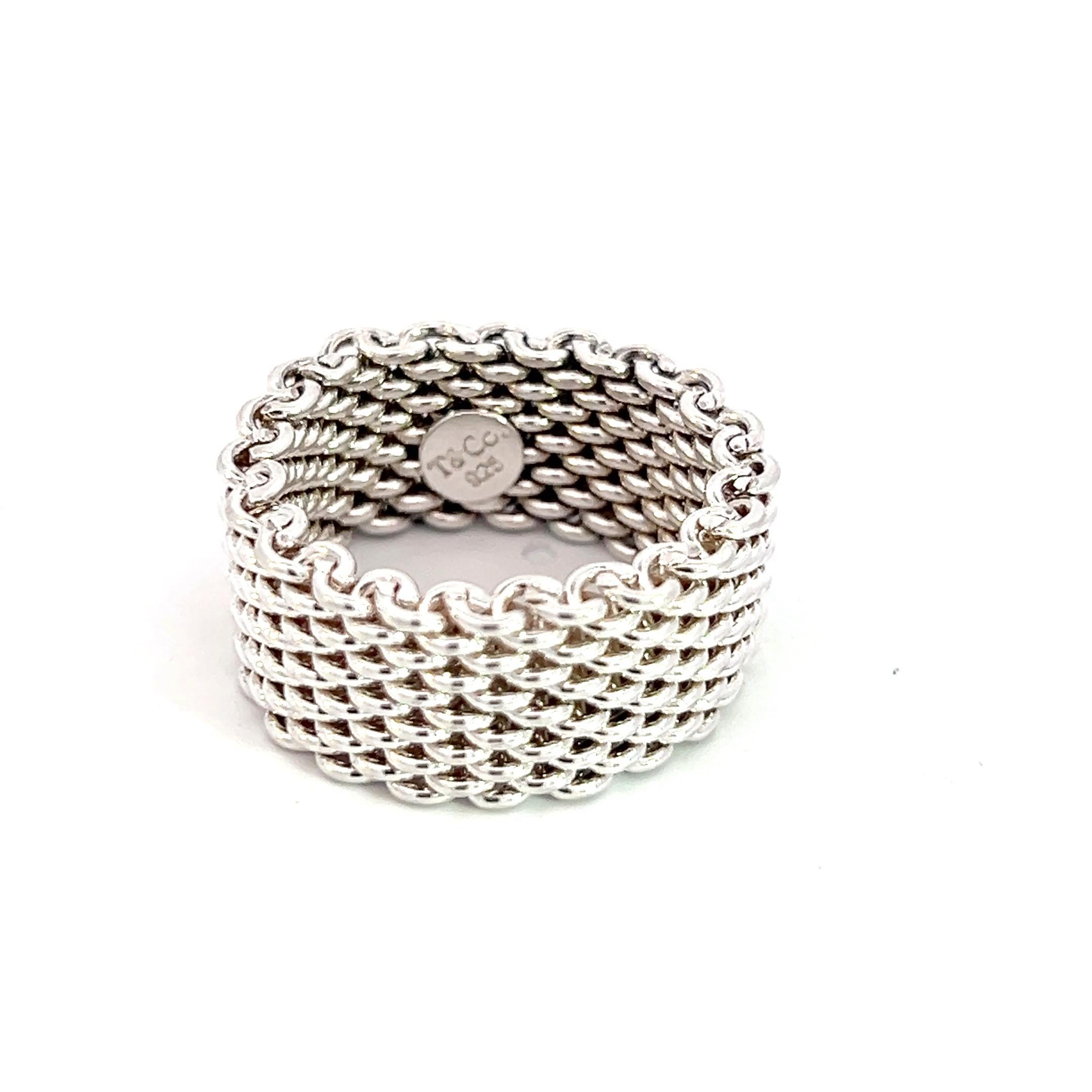 Tiffany & Co Estate Somerset Ring 5 Sterling Silver 10 mm For Sale 4