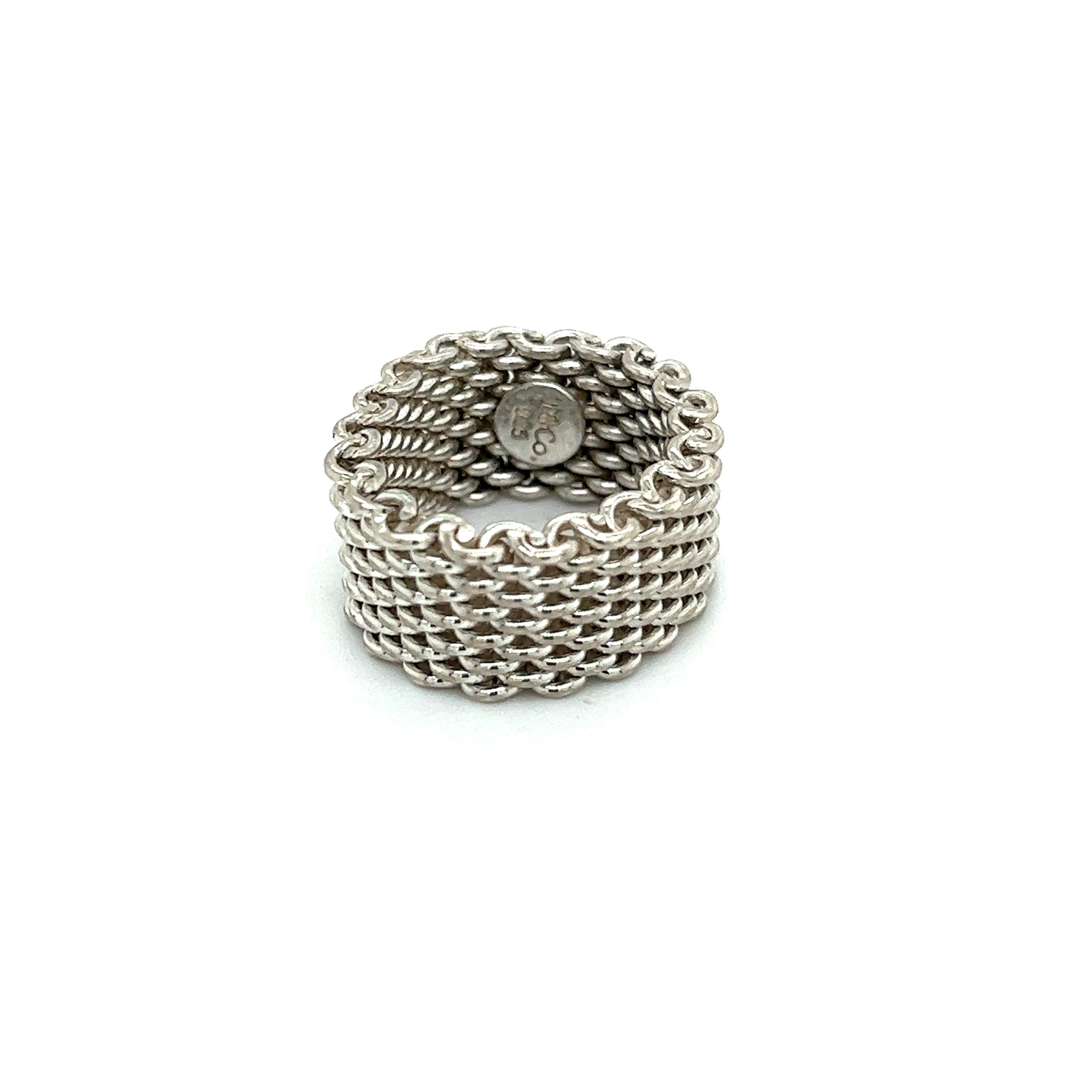 Tiffany & Co Estate Somerset Ring 5.75 Sterling Silver  In Good Condition For Sale In Brooklyn, NY