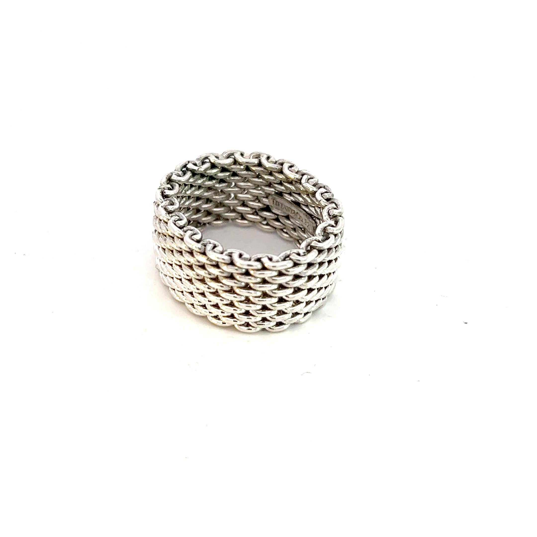 Women's Tiffany & Co Estate Somerset Ring 6 Silver 10 mm For Sale