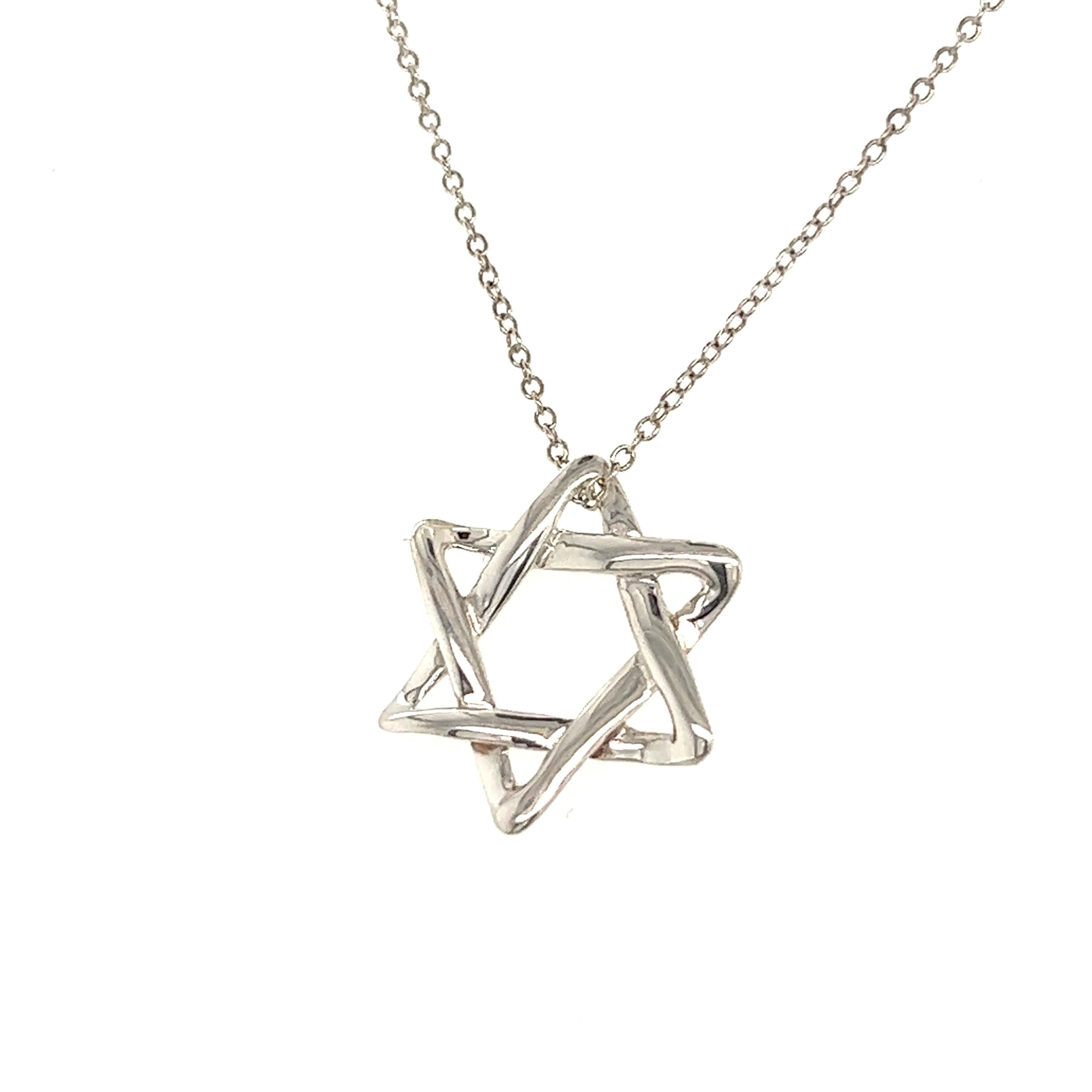 Near MINT TIFFANY & Co. Star of David Sterling Silver Necklace Pendant with  Box | eBay