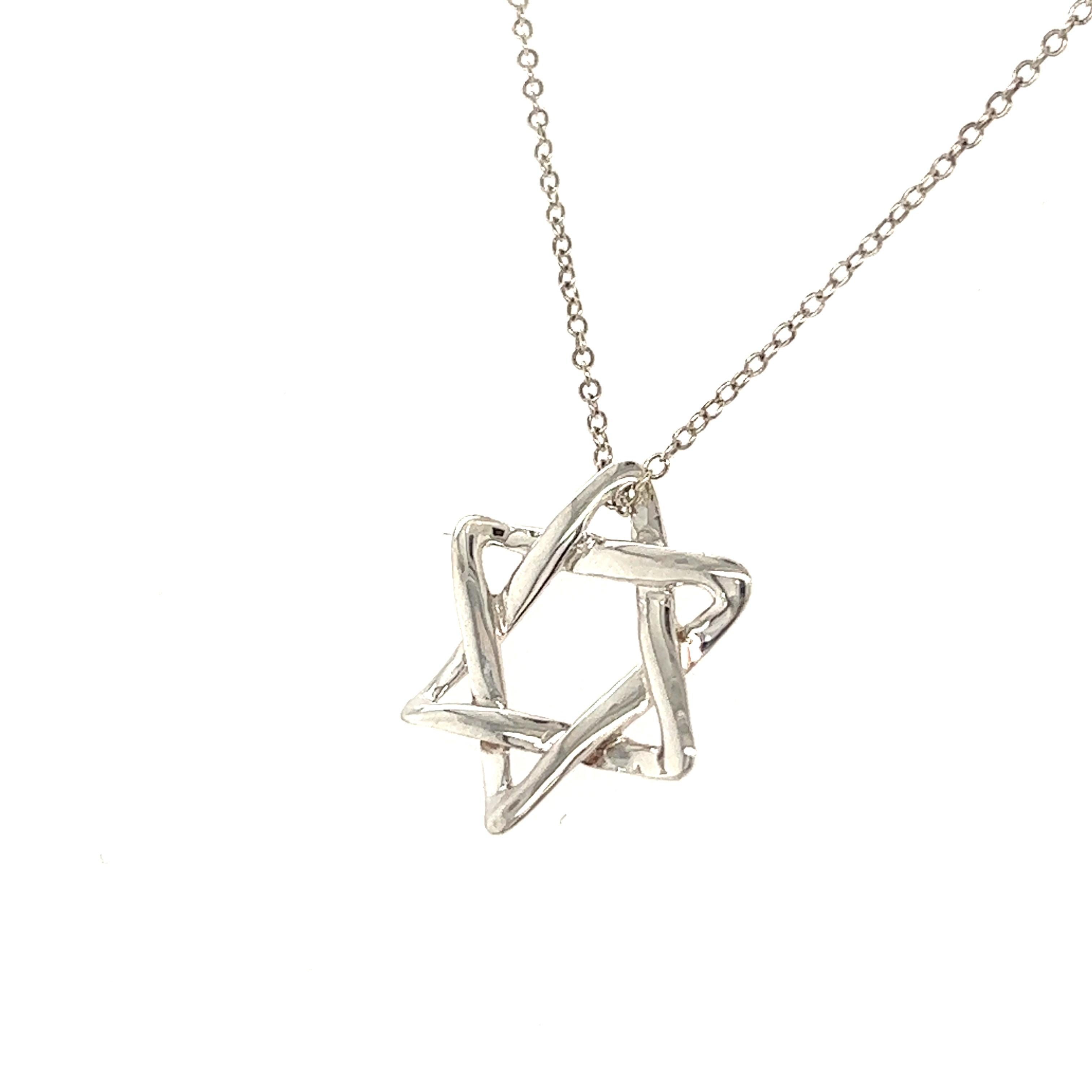 Women's Tiffany & Co Estate Star of David Necklace Sterling Silver 1.9 Grams