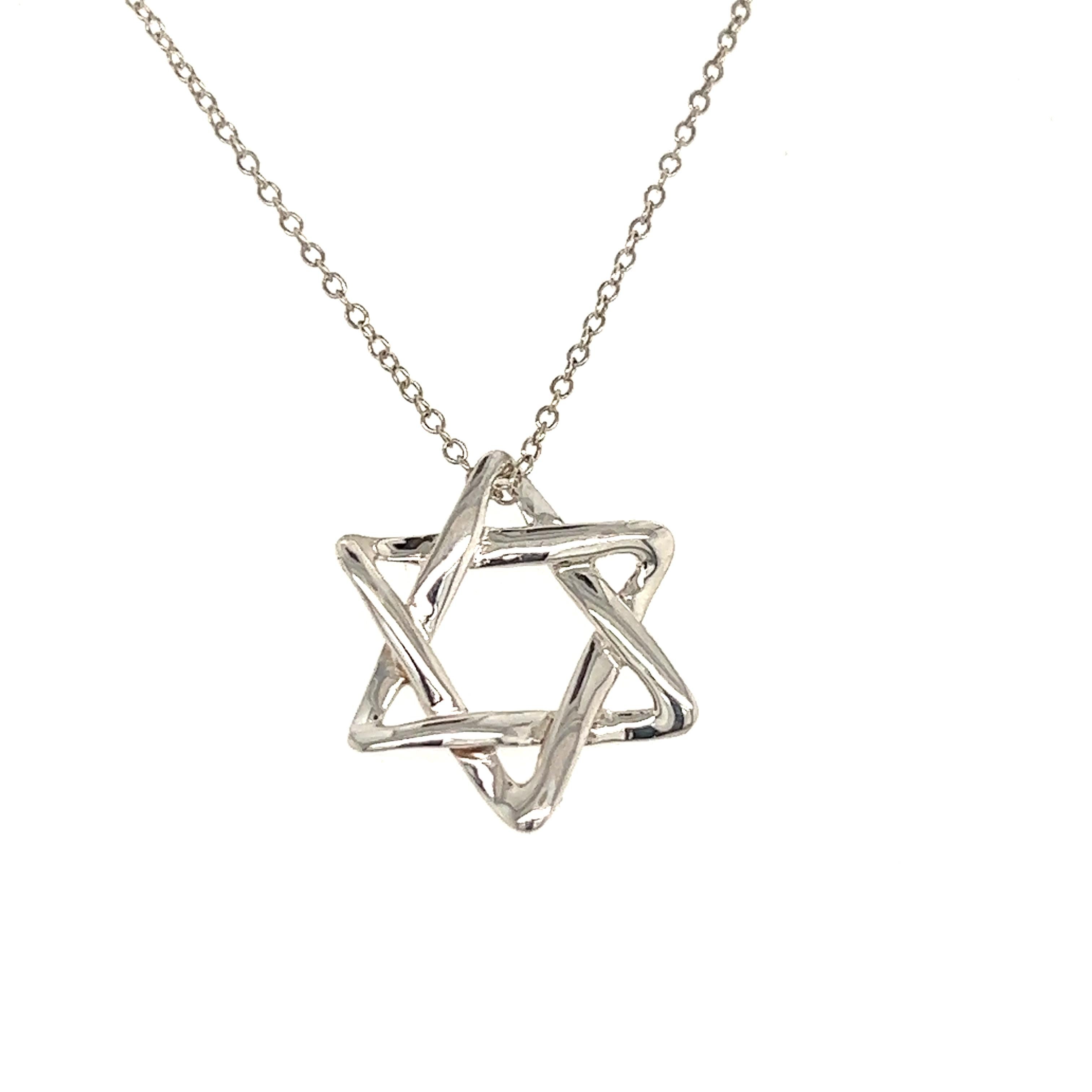 Tiffany & Co Estate Star of David Necklace Sterling Silver 1.9 Grams 2