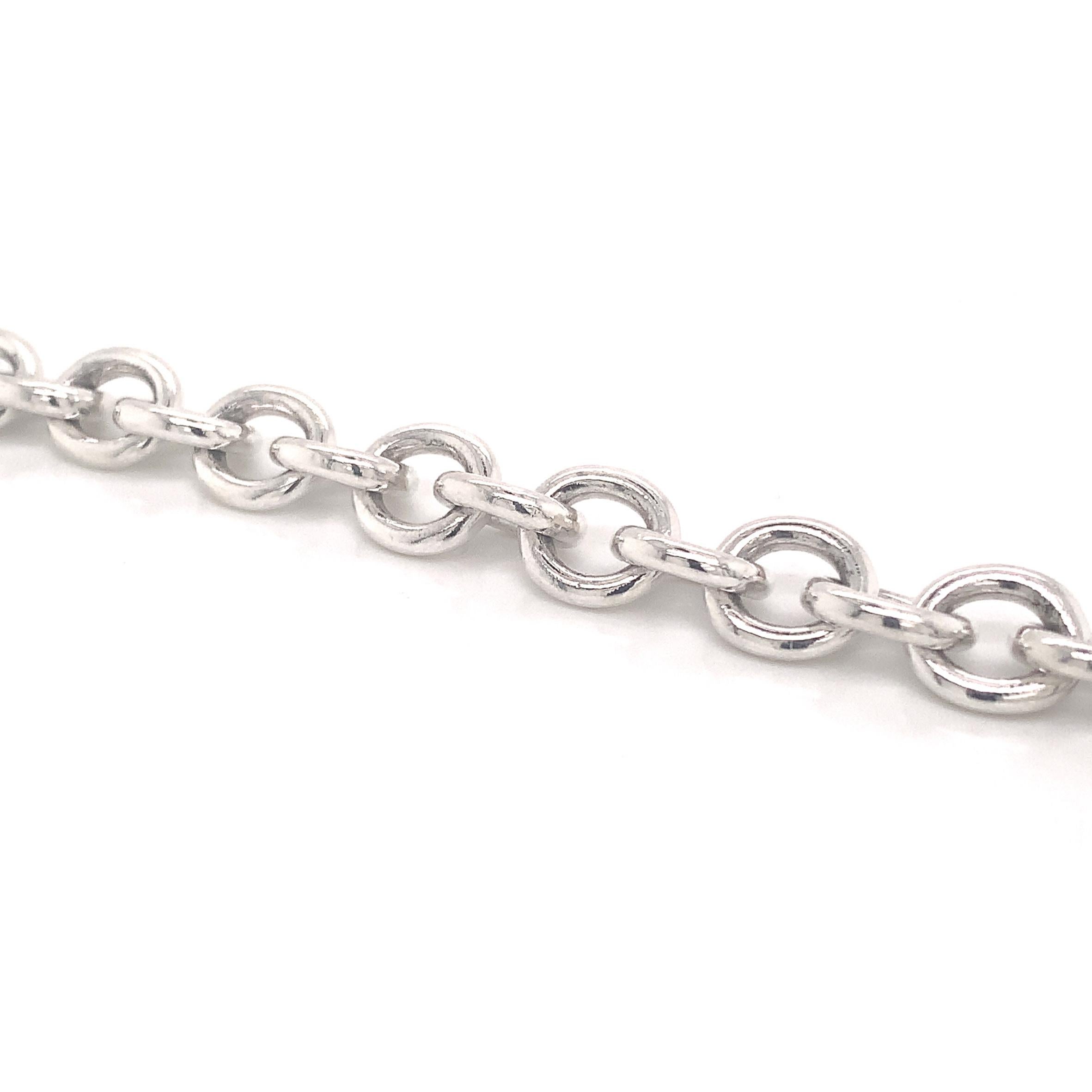 Tiffany & Co Estate Sterling Silver Bracelet 7.5 Inches 36.4 Grams TIF68
 
This elegant Authentic Tiffany & Co bracelet with heart charm is 7.5 inches in length.

TRUSTED SELLER SINCE 2002
 
PLEASE SEE OUR HUNDREDS OF POSITIVE FEEDBACKS FROM OUR