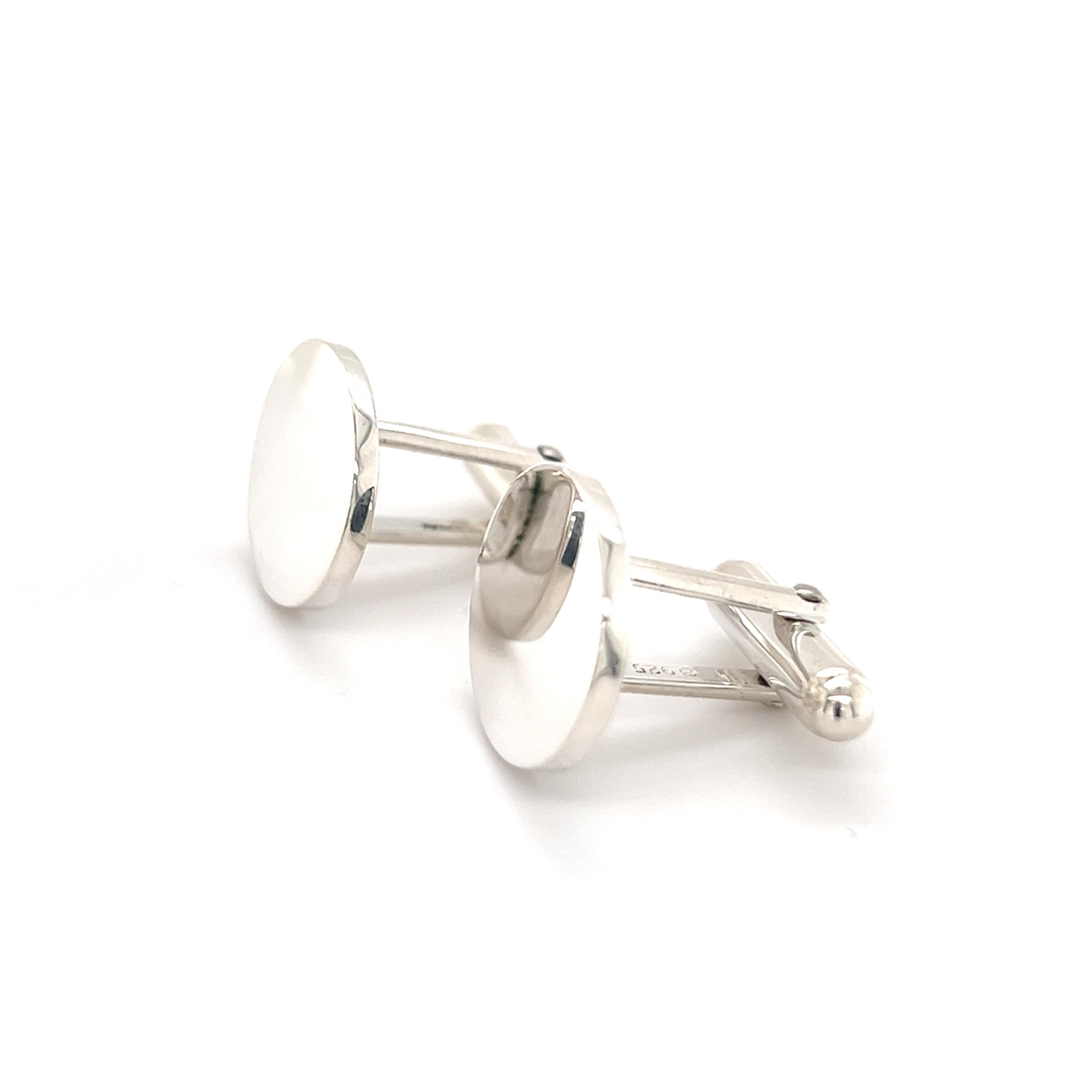 Tiffany & Co Estate Sterling Silver Cufflinks 12 Grams In Good Condition For Sale In Brooklyn, NY