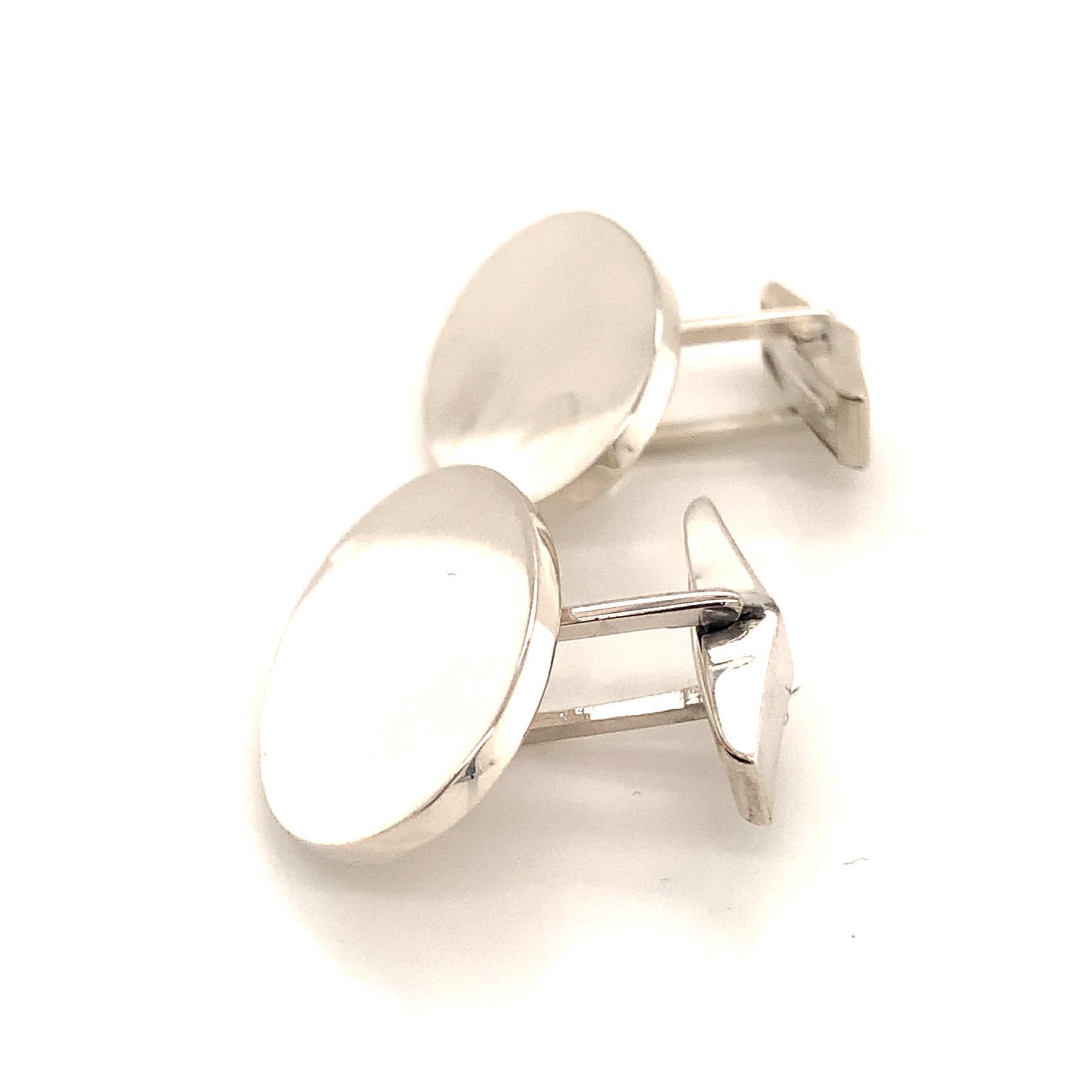 Tiffany & Co Estate Sterling Silver Extra Wide Oval Cufflinks 18 Grams For Sale 7