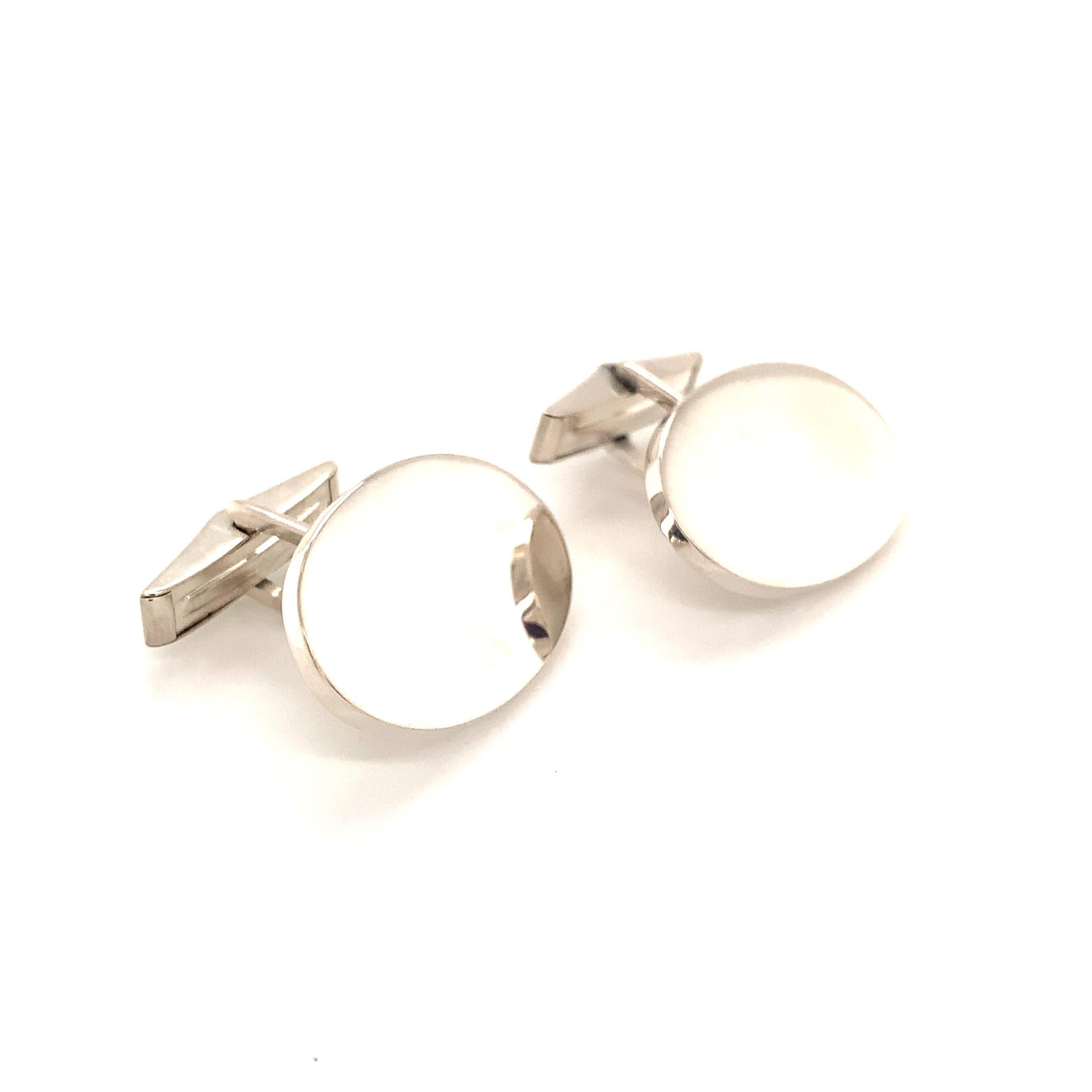 Tiffany & Co Estate Sterling Silver Extra Wide Oval Cufflinks 18 Grams For Sale 1