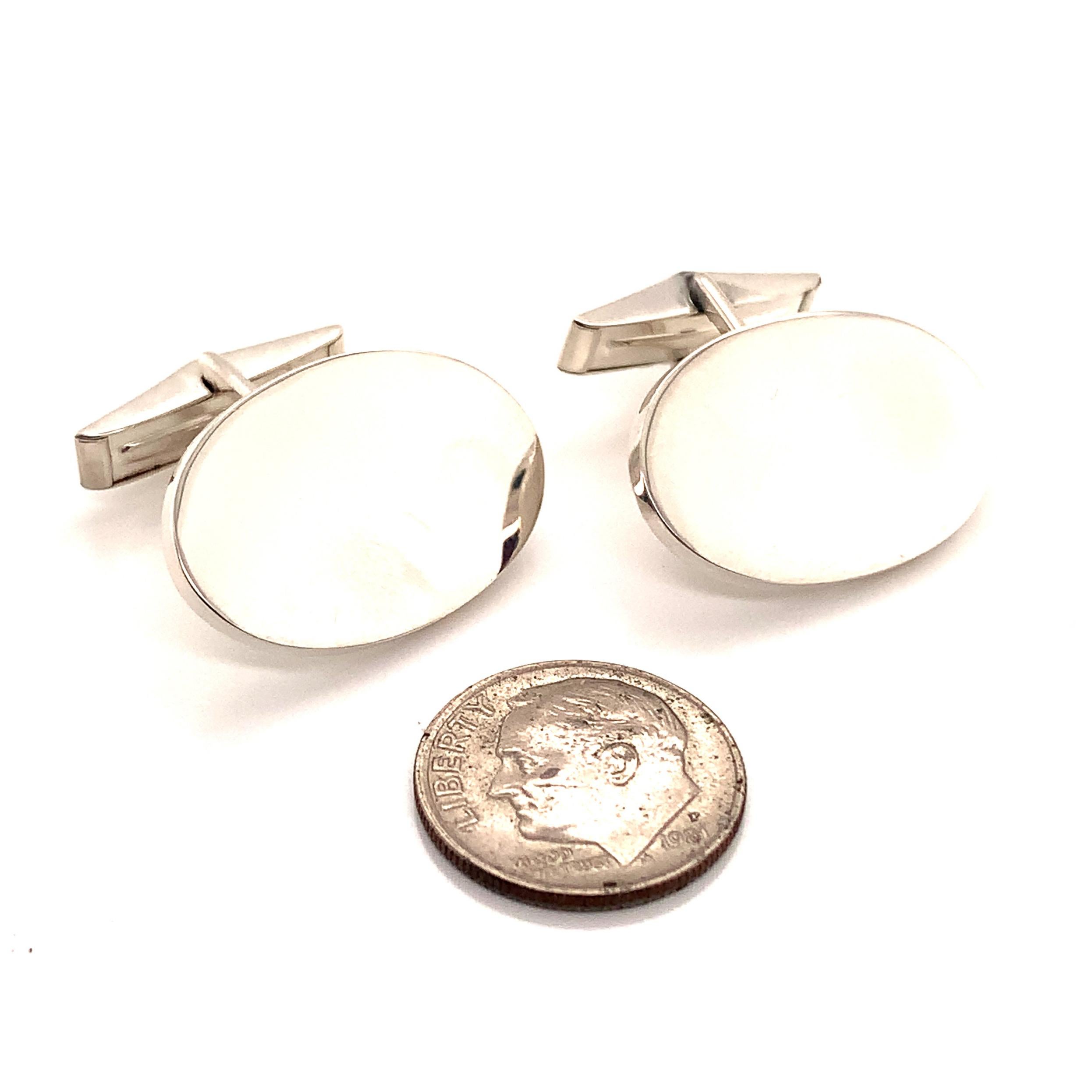 Tiffany & Co Estate Sterling Silver Extra Wide Oval Cufflinks 18 Grams For Sale 2
