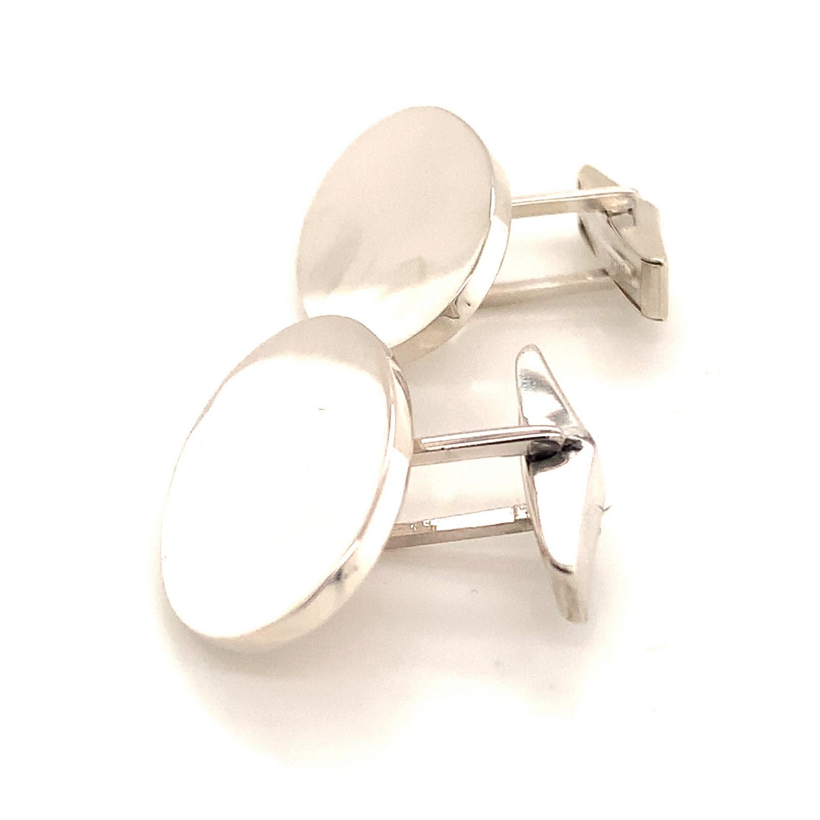 Tiffany & Co Estate Sterling Silver Extra Wide Oval Cufflinks 18 Grams For Sale 4