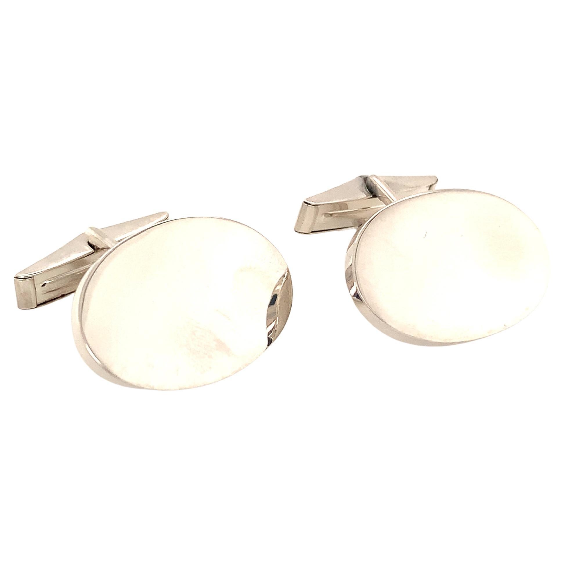 Extra breite ovale Manschettenknöpfe aus Sterlingsilber von Tiffany & Co Nachlass 18 Gramm