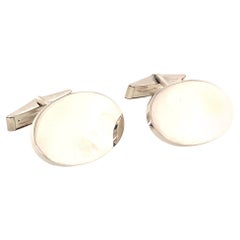 Gemelos ovalados extra anchos de plata de ley Tiffany & Co Estate 18 gramos