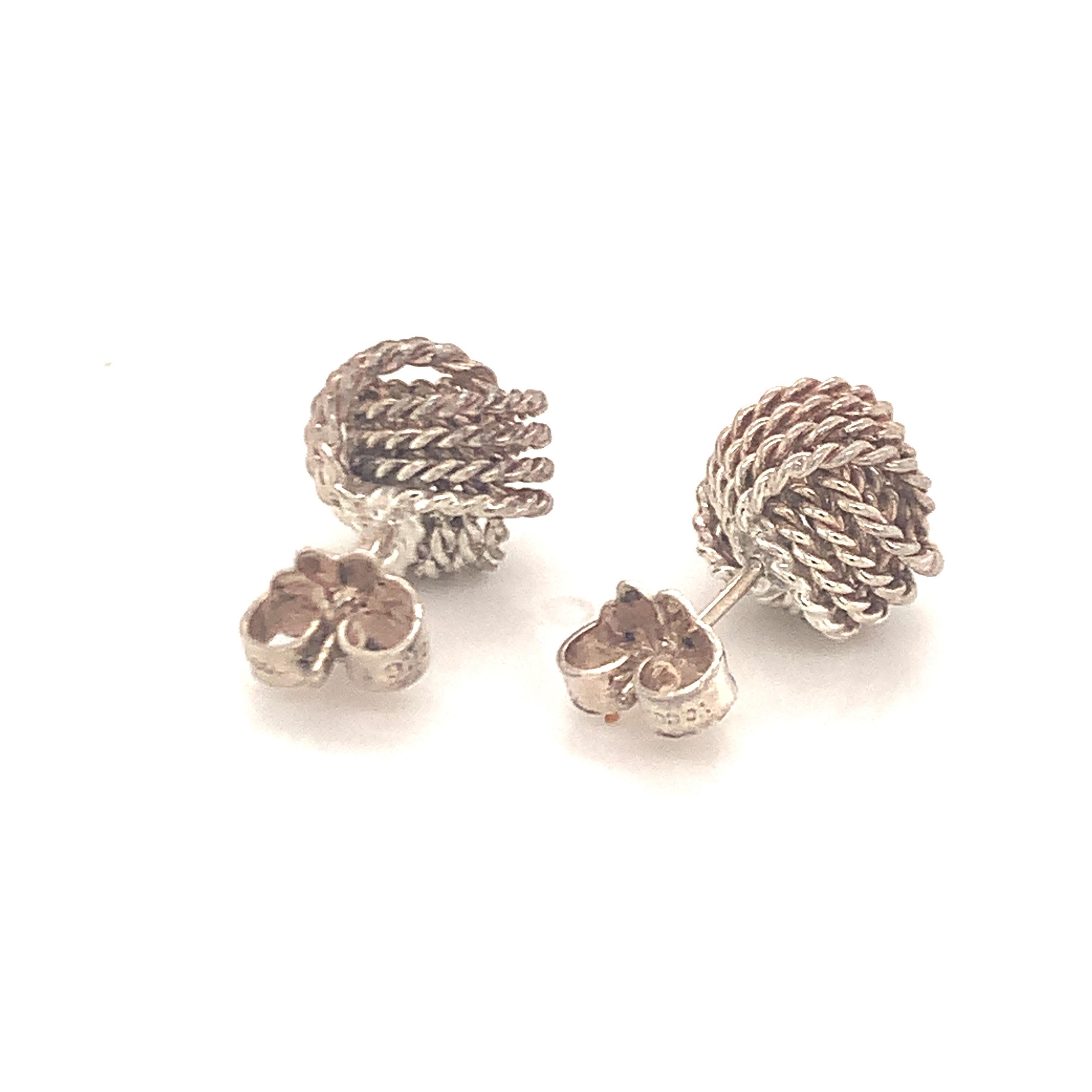 Tiffany & Co. Estate Sterling Silver Love Knot Earrings 2.8 Grams 3