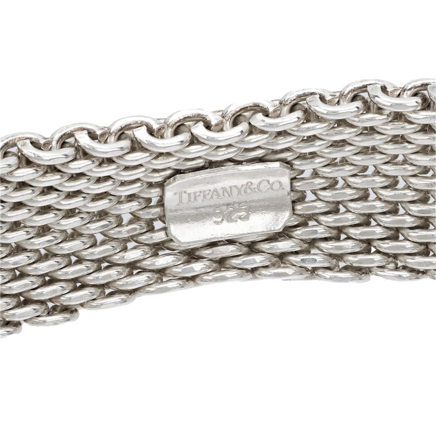 TIFFANY & CO. Estate Sterling Silver Mesh Bracelet In Good Condition For Sale In Narberth, PA