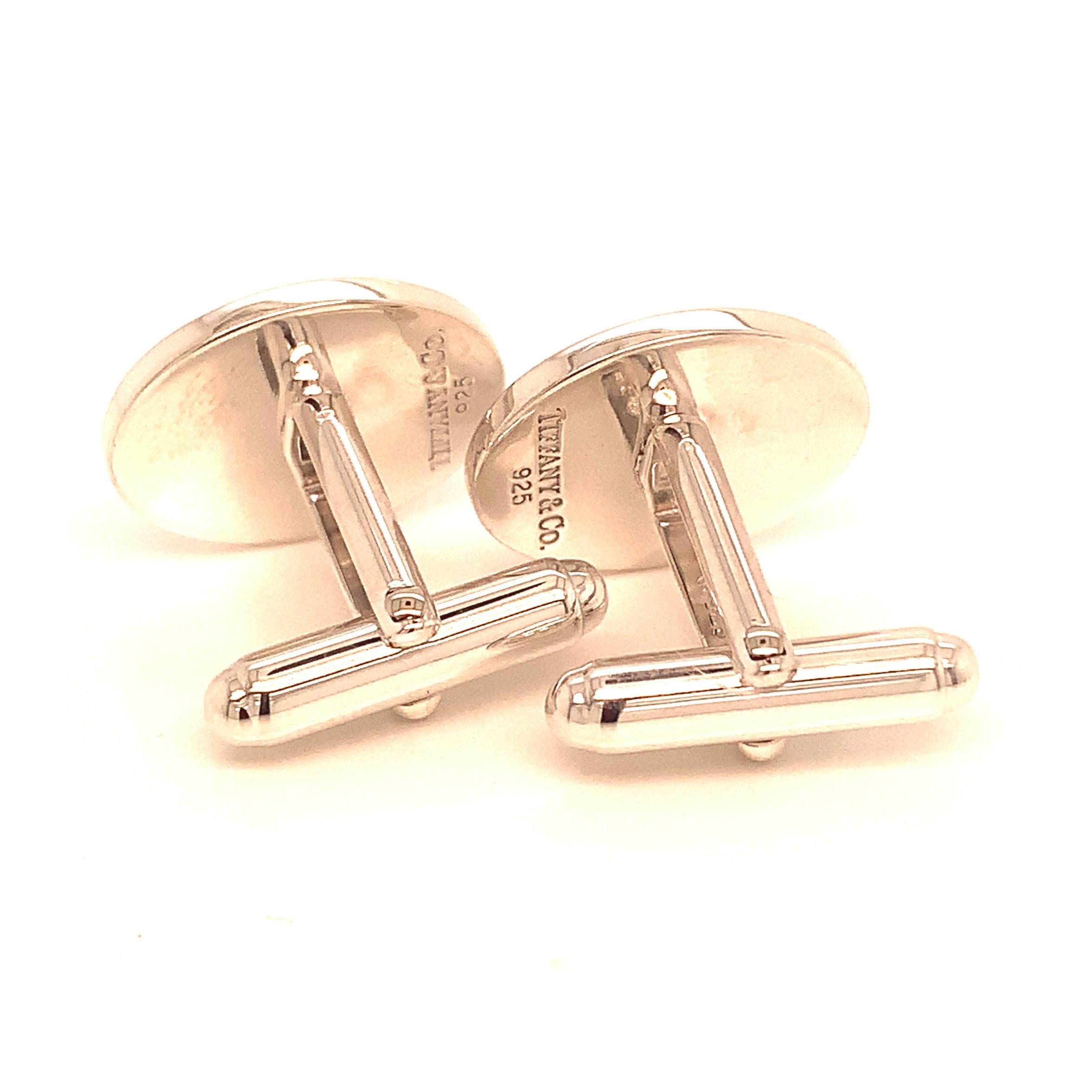 Tiffany & Co. Estate Sterling Silver Oval Cufflinks 12.10 Grams For Sale 4