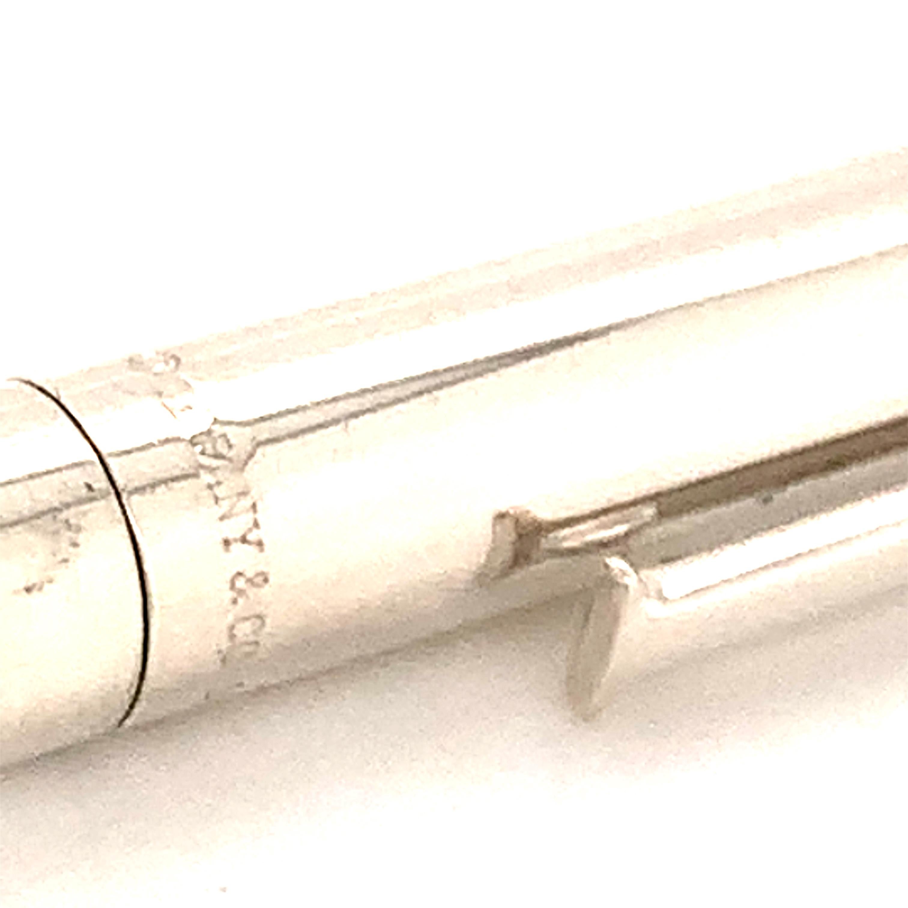 Tiffany & Co Estate Sterling Silver Pen 5 Inches 21.8 Grams TIF89

This elegant Authentic Tiffany & Co sterling silver pen is 5 inches in size and has a weight of 21.8 Grams.

These pens were newly polished and look like new. Consider that new ink