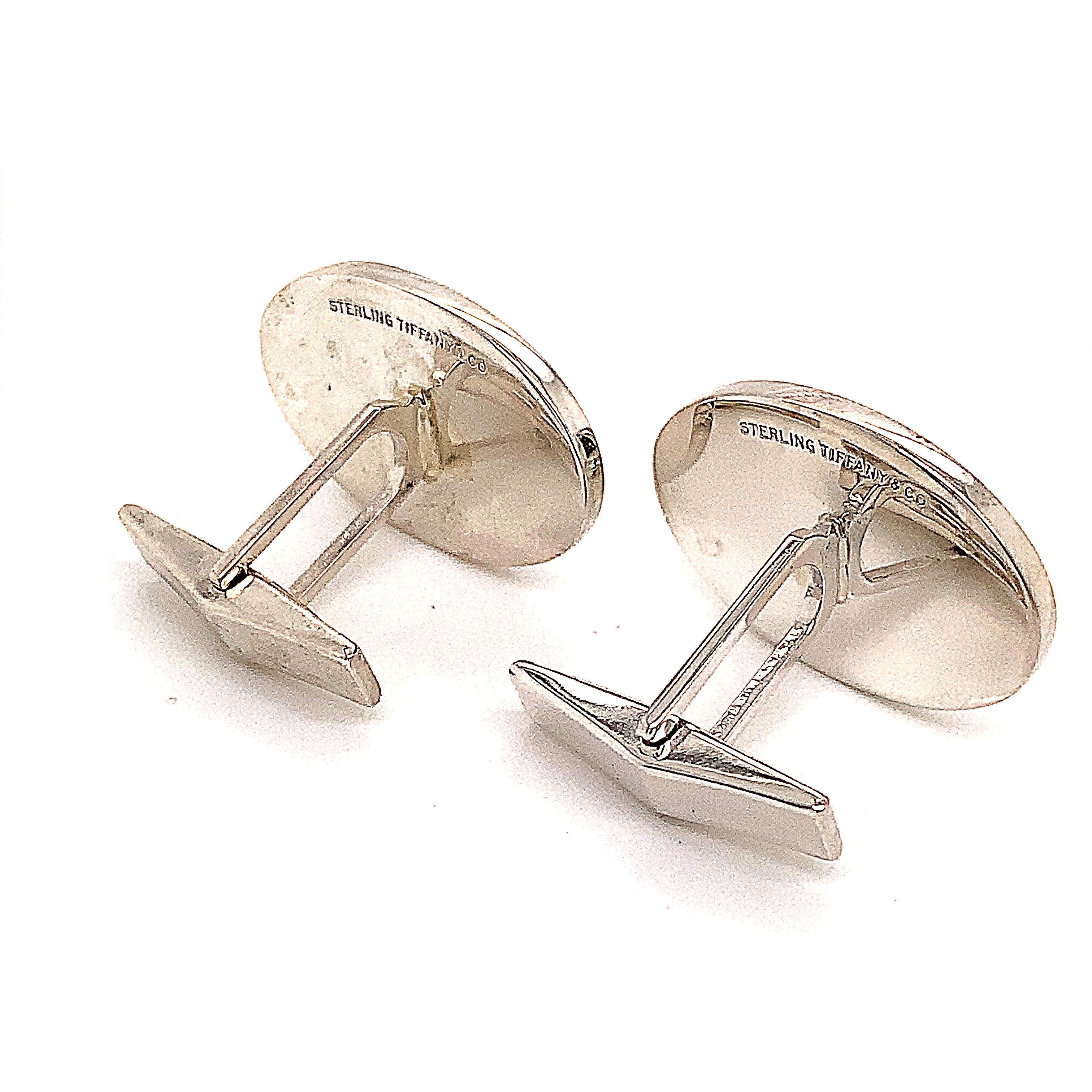 Tiffany & Co. Estate Sterling Silver Wide Oval Cufflinks 19 Grams For Sale 7