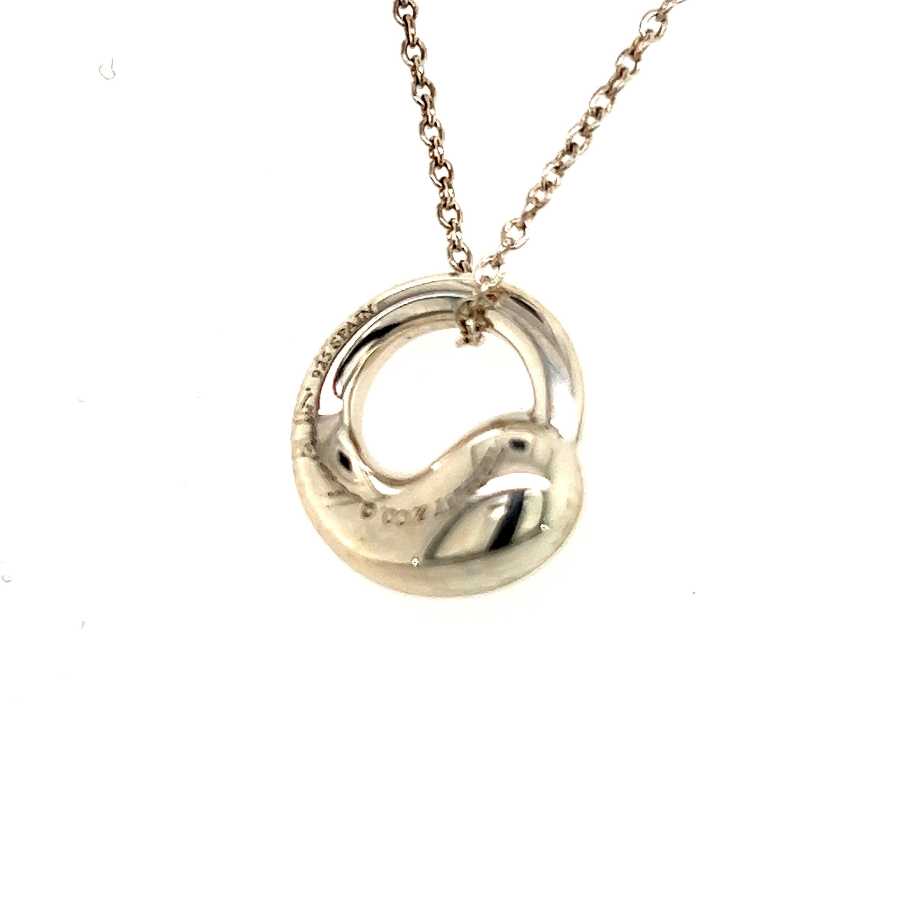 Tiffany & Co Estate Swirl Pendant Silver Necklace 16