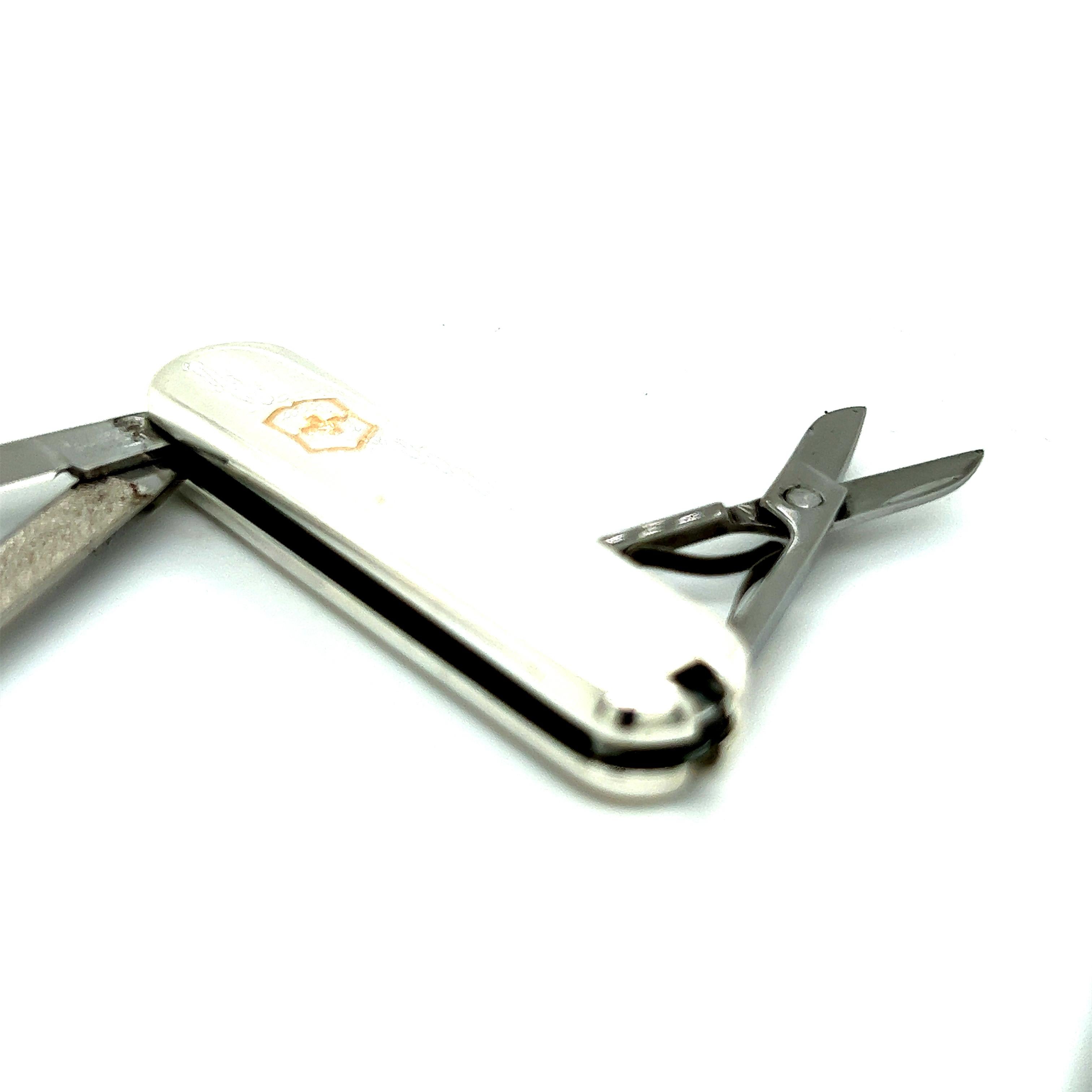 Tiffany & Co Estate Swiss Army Pocket Knife and Key Chain 18k Gold + Silver 1