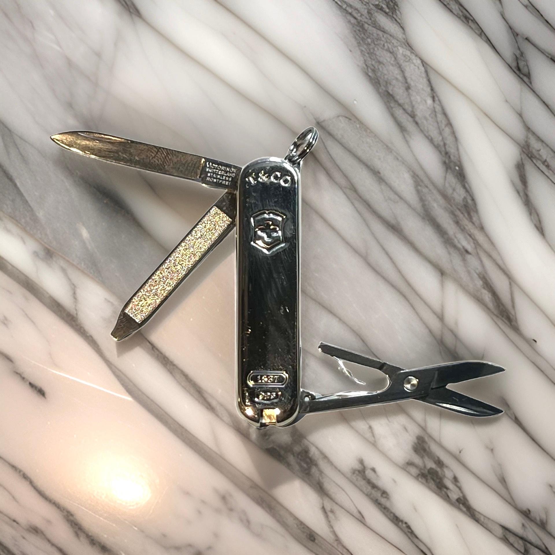 Tiffany & Co Estate Swiss Army Pocket Knife Silver For Sale 3