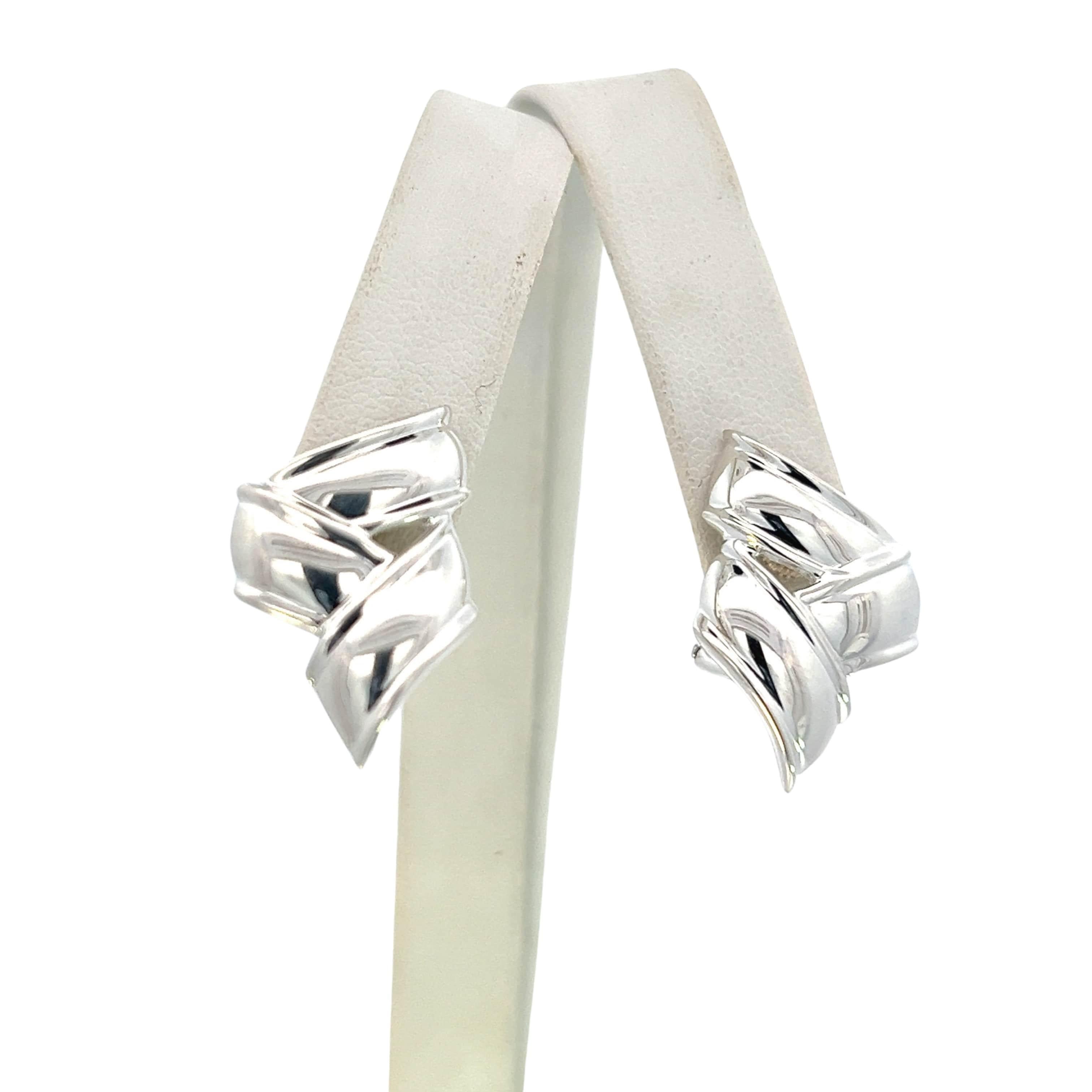 Tiffany & Co. Estate Three Ribbon Clip-on Ohrringe Sterling Silber 3