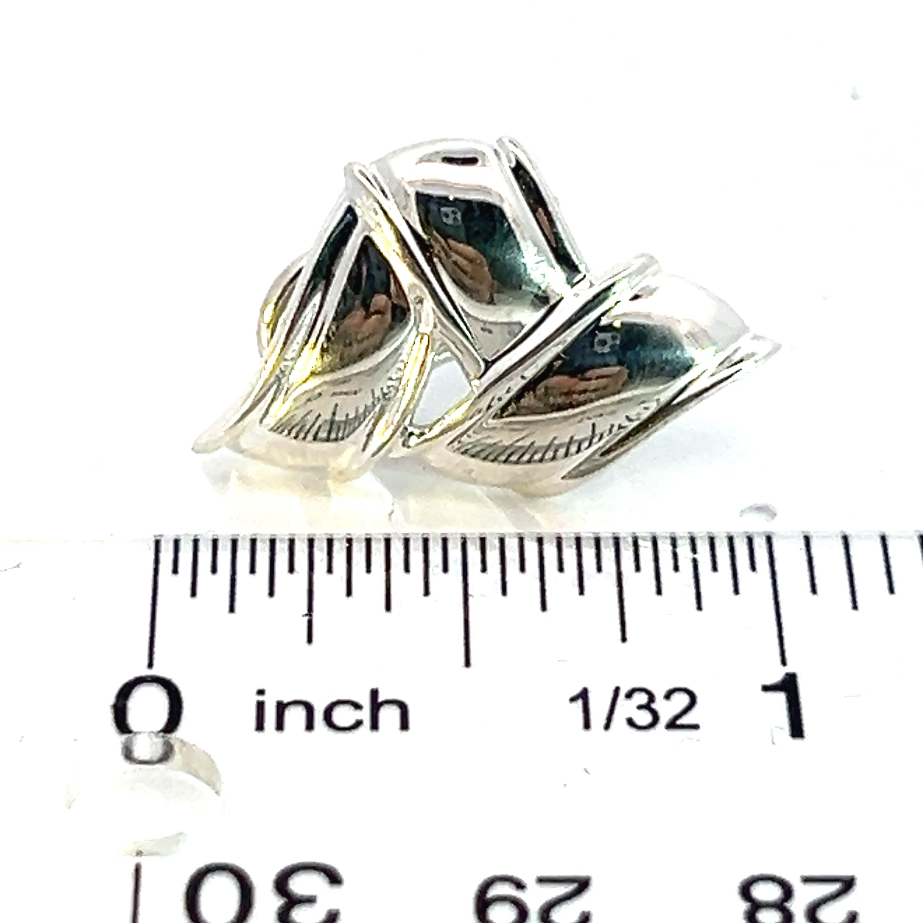 Tiffany & Co. Estate Three Ribbon Clip-on Ohrringe Sterling Silber 4