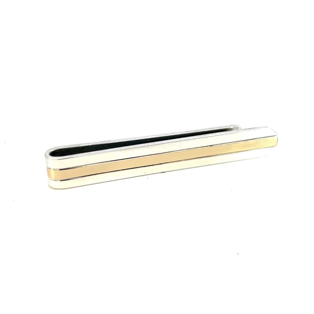 Tiffany & Co Estate Tie Clip Bar 14k Gold Sterling Silver  In Good Condition In Brooklyn, NY