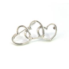 Tiffany 
Co Estate Triple Heart Brooch Sterling Silver